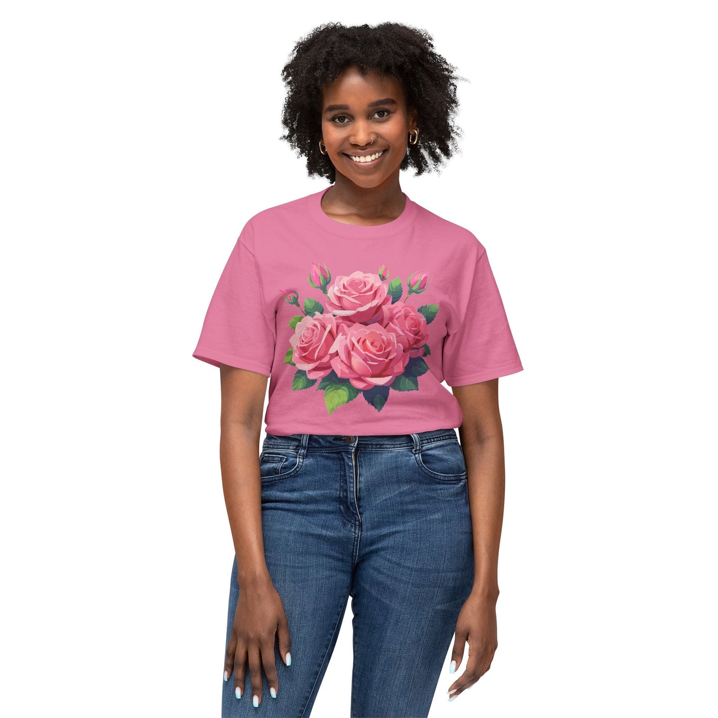 Unisex Floral T Shirt With Vintage Flowers Art Print Cotton Tee USA Made Premium Comfort