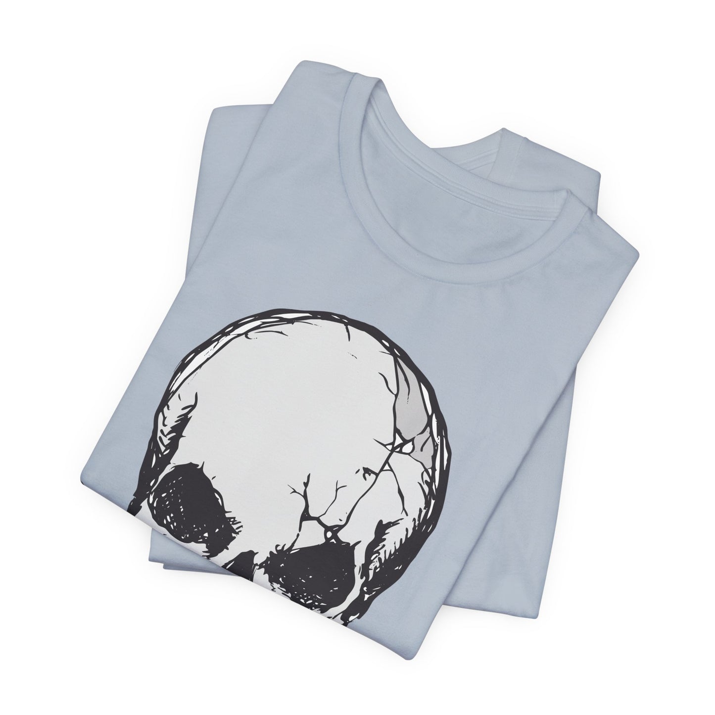 Grey Skull Graphic Design Tee, Skull Shirt, Vintage Tees, Art Design T-Shirt, Vintage Graphic Tee, Art Shirts with Skulls