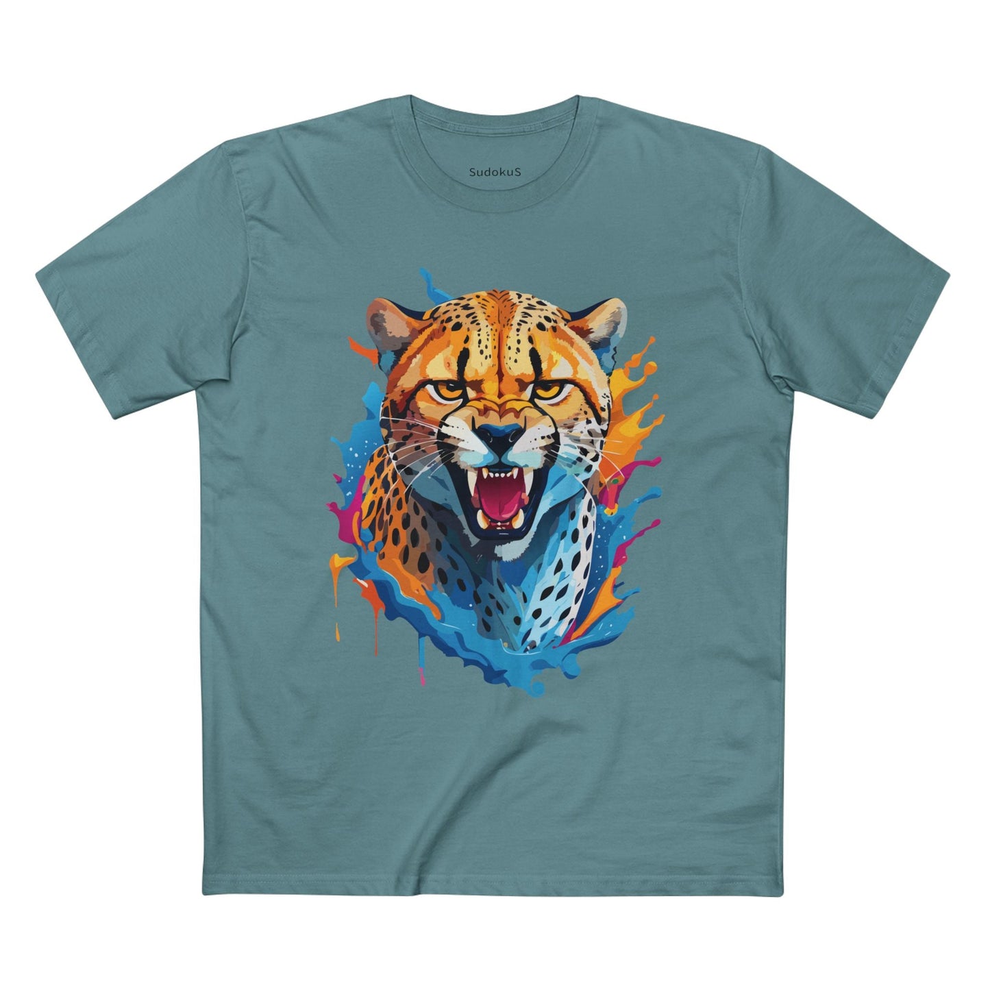 Cheetah Graphic Unisex 100 Cotton Staple Tee with Animal Design Artwork 24