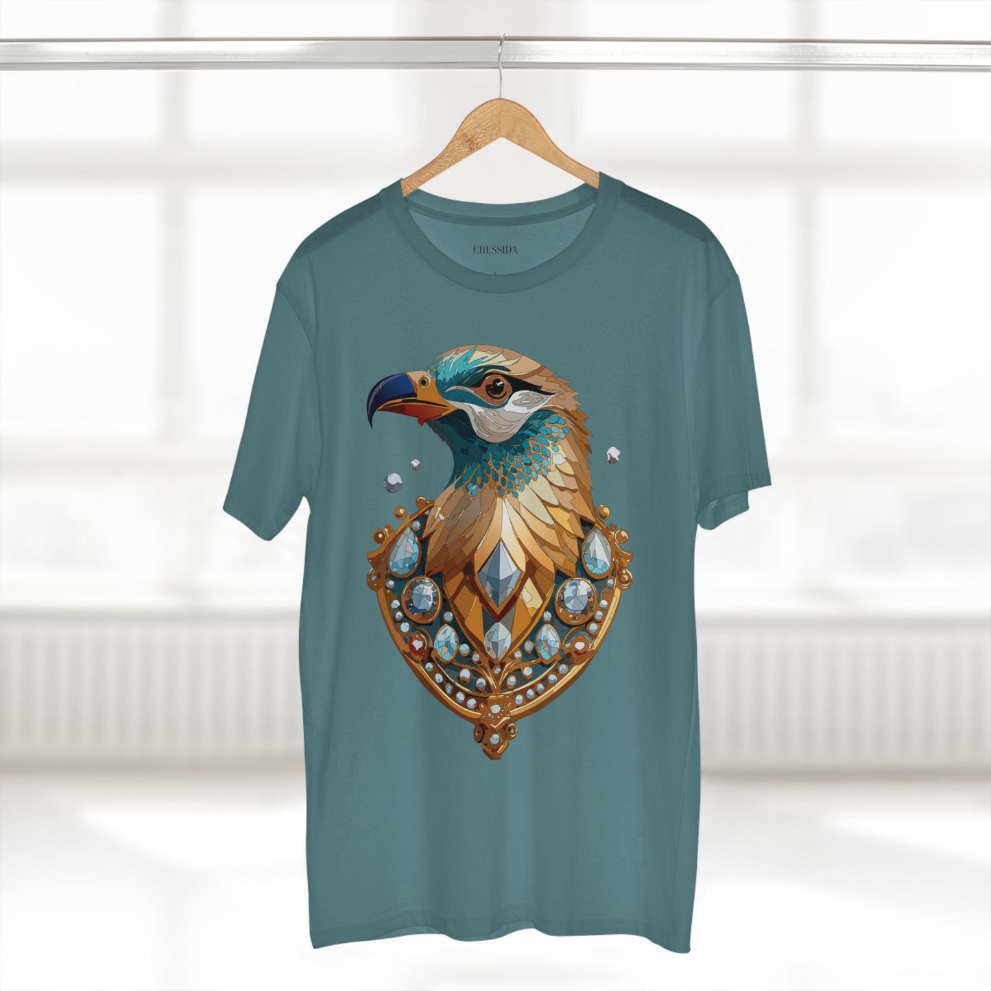 Bird Graphic Unisex 100 Cotton Tee With Unique Animal Golden Medallion Art Design 21