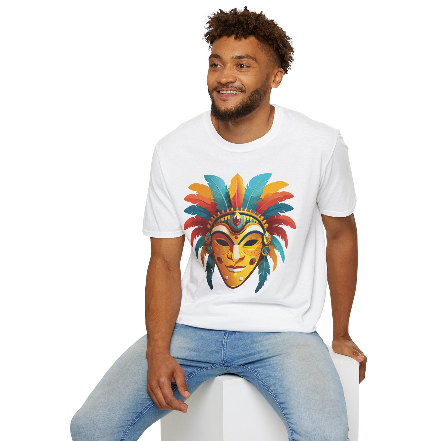 Mask Tee Shirt Unisex Masquerade Design Gildan Softstyle 100 Percent Cotton Tee for Everyday Comfort