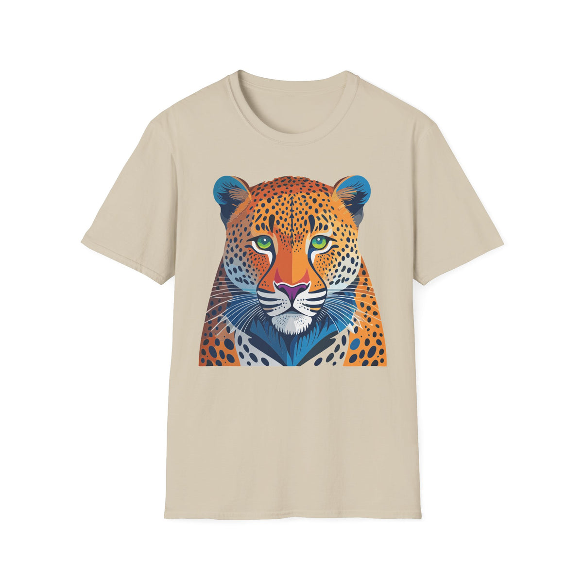 Colorful Leopard Face T-Shirt | Vibrant Big Cat Illustration