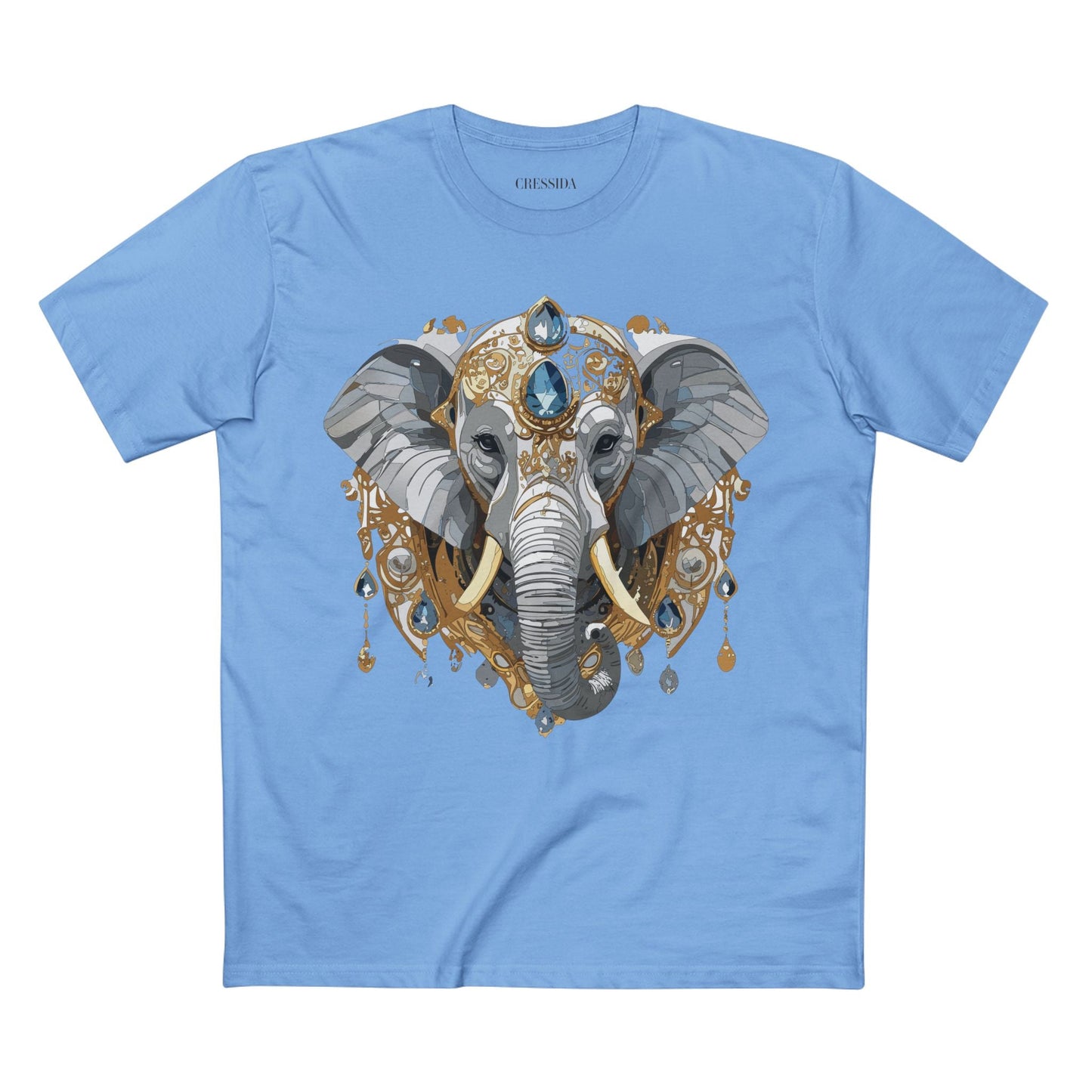Elephant Graphic Unisex 100 Cotton Tee With Unique Animal Golden Medallion Art Design 37