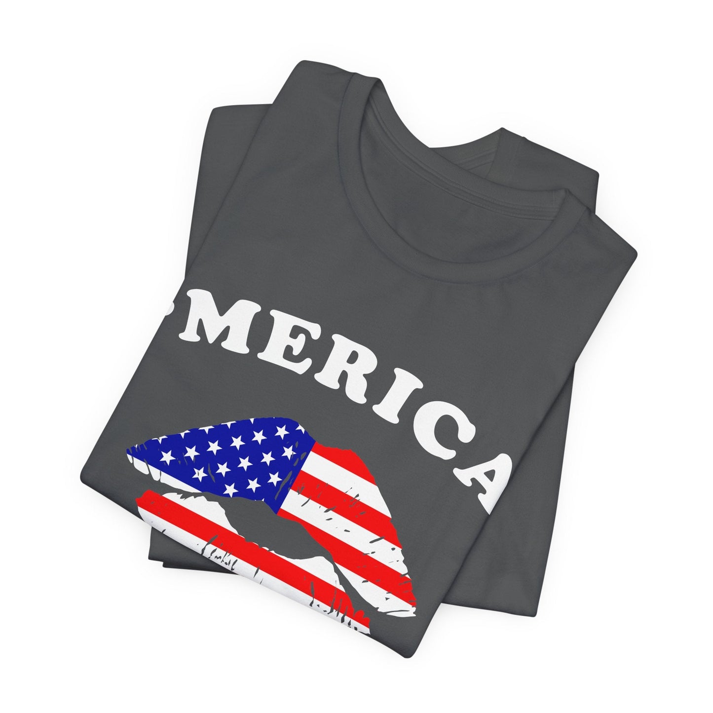 American Flag Lip Graphic Unisex Cotton T-Shirt a9
