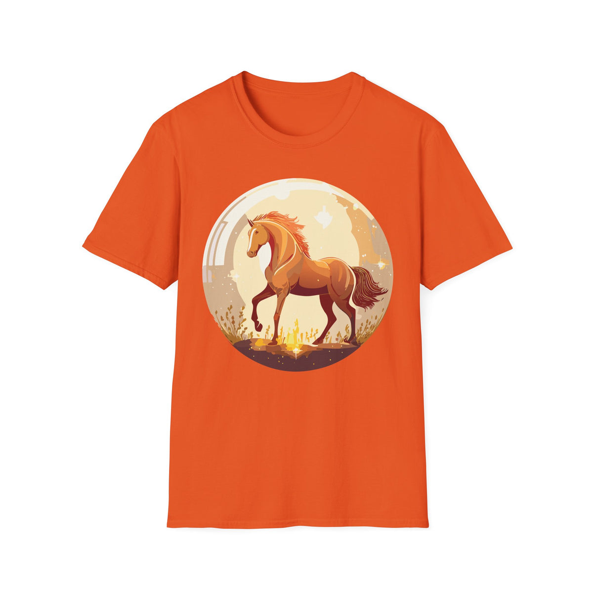 Sunset Chestnut Horse T-Shirt | Galloping Horse Graphic Tee