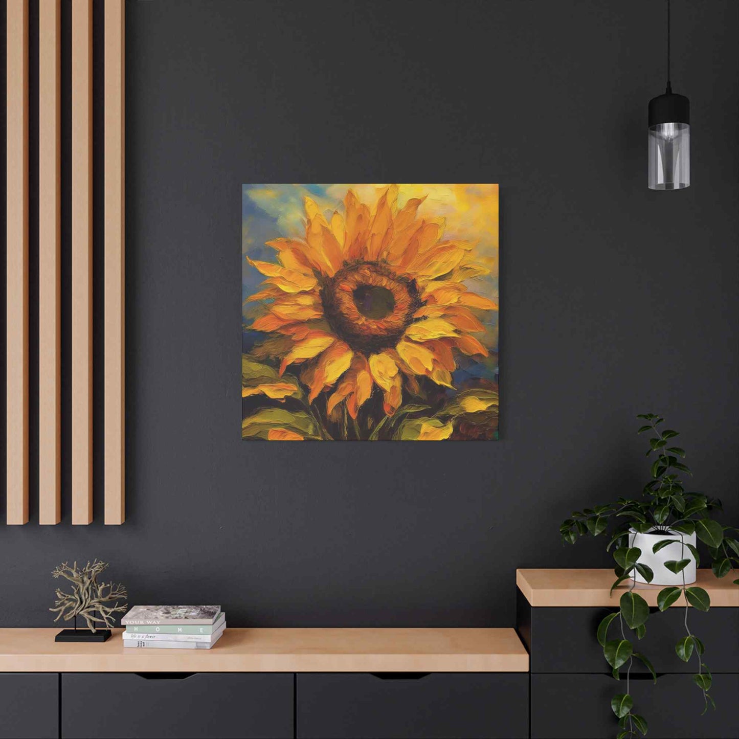 Sunflower Print Canvas, Flower Oil Paint Print 20x20, 24x24, 30x30, 32x32, 36x36, Floral Art Design Print Non-Frame MC-26