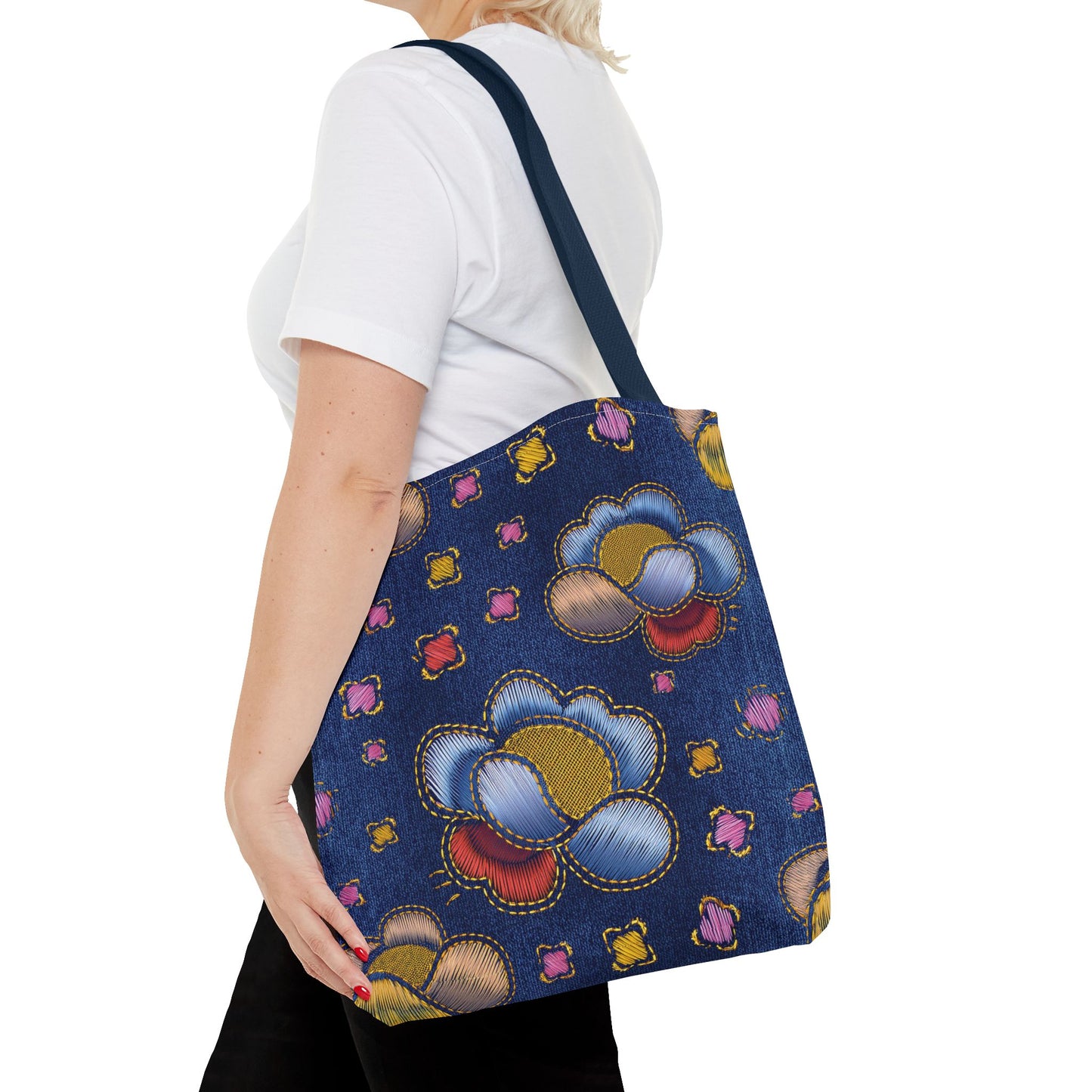 Denim Fabric Imitation Print Unisex Canvas Bag Poly Spun 3 Sizes Tote Bag 164