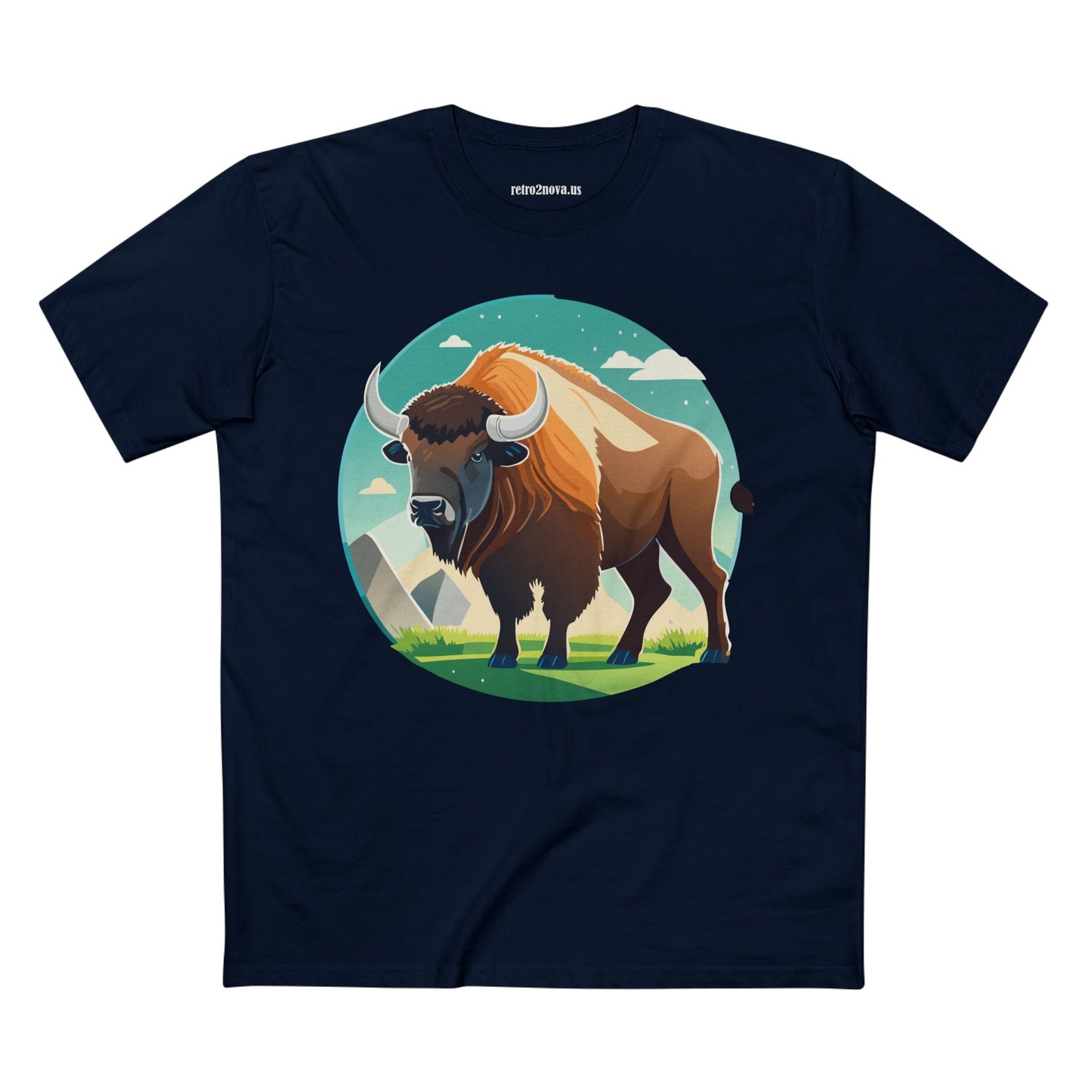 Bison Shirt Unisex Premium Cotton Tee With Original Art Design From Retro2Nova Animals Collection Exclusive Art Series