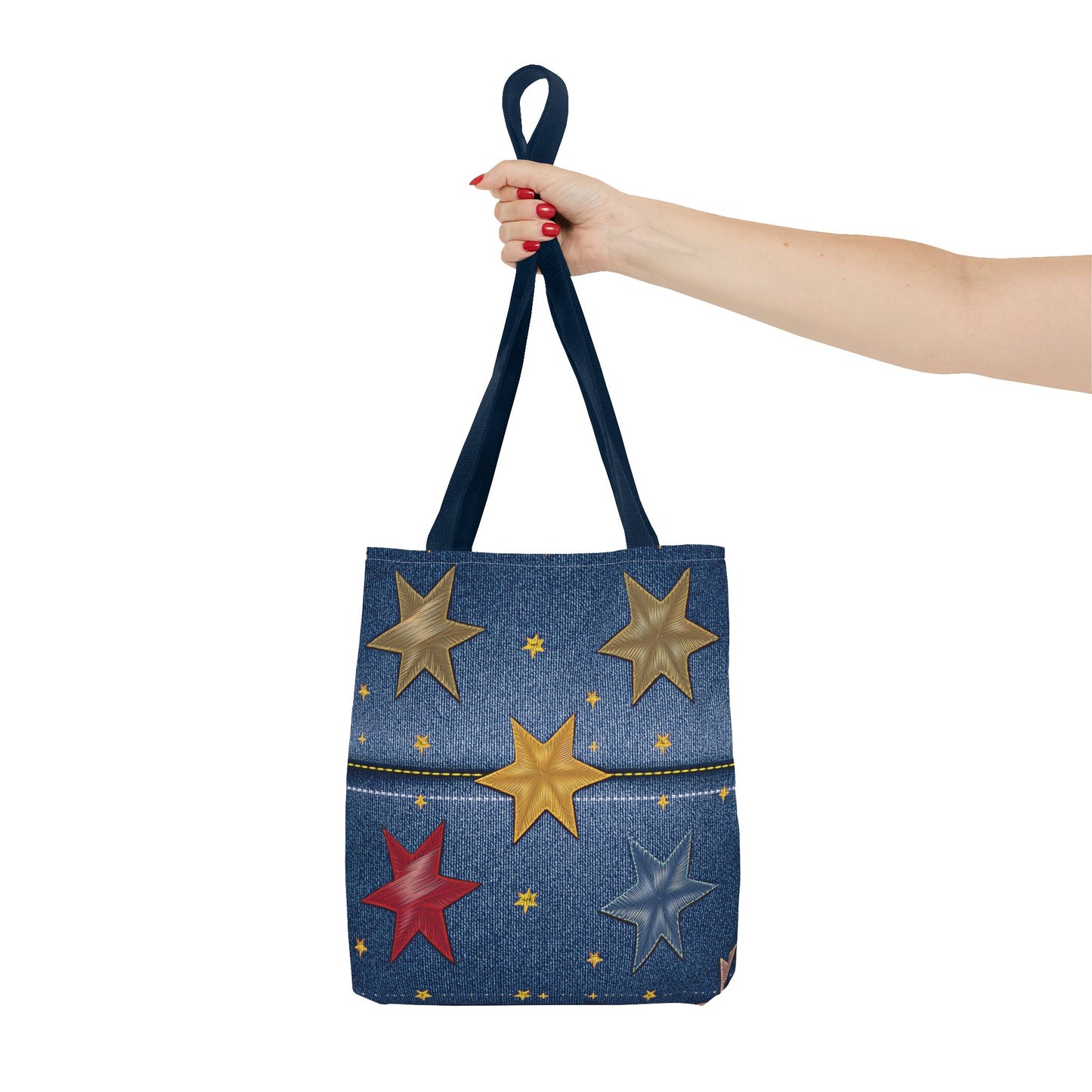 Denim Fabric Imitation Print Unisex Canvas Bag Poly Spun 3 Sizes Tote Bag 181-3