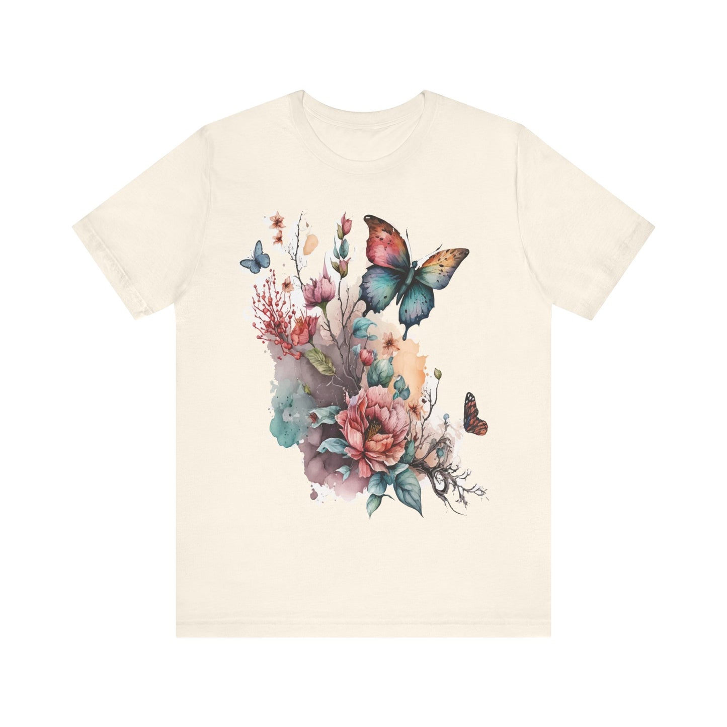 Cotton Tee Shirt with Butterfly Prints