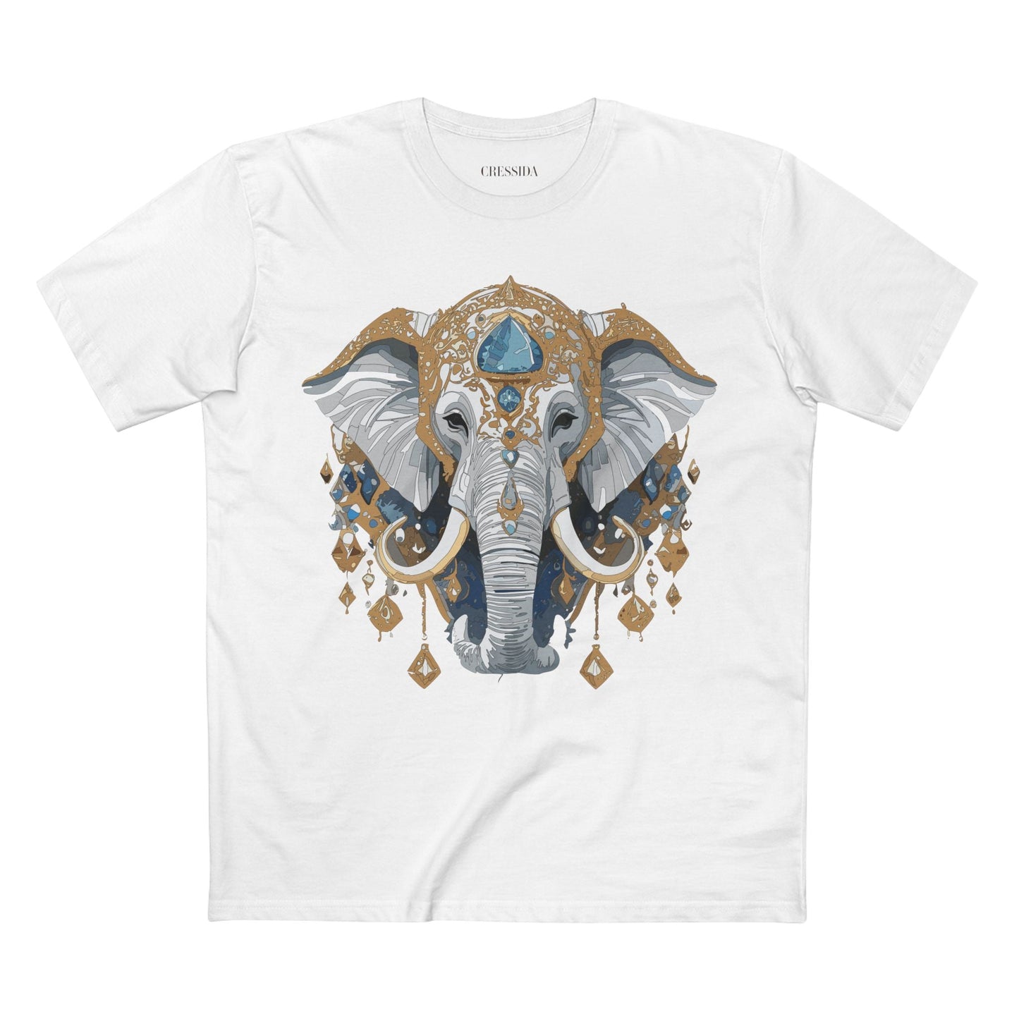 Elephant Graphic Unisex 100 Cotton Tee With Unique Animal Golden Medallion Art Design 40
