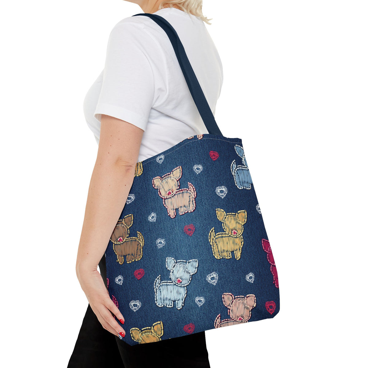 Love Day Graphic Design Denim Fabric Imitation Print Unisex Canvas Bag POLY 3 Sizes Tote Bag 201-11