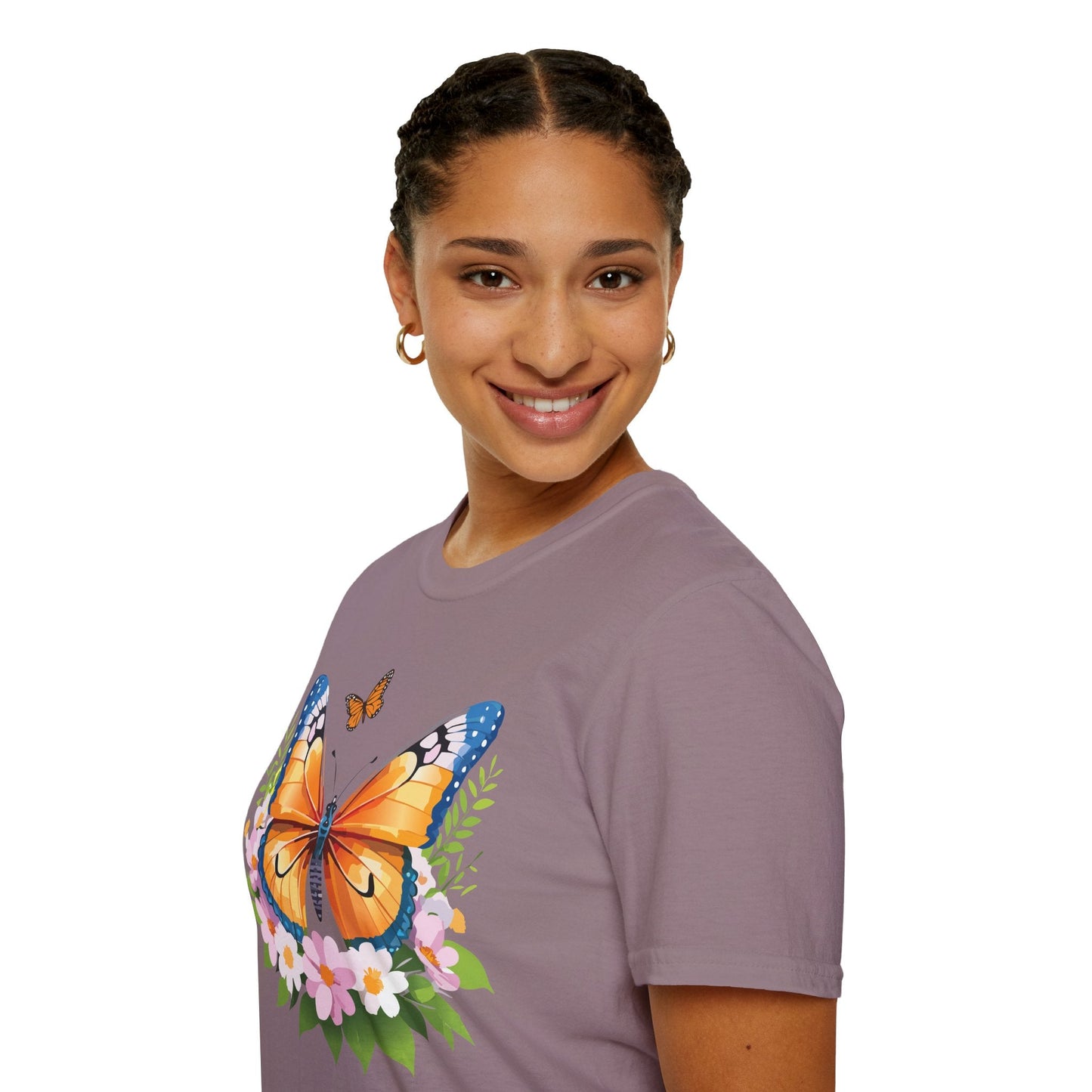 Butterfly Shirt Unisex Cotton Tee Monarch Butterfly Design Gildan Softstyle 64000 Short Sleeve