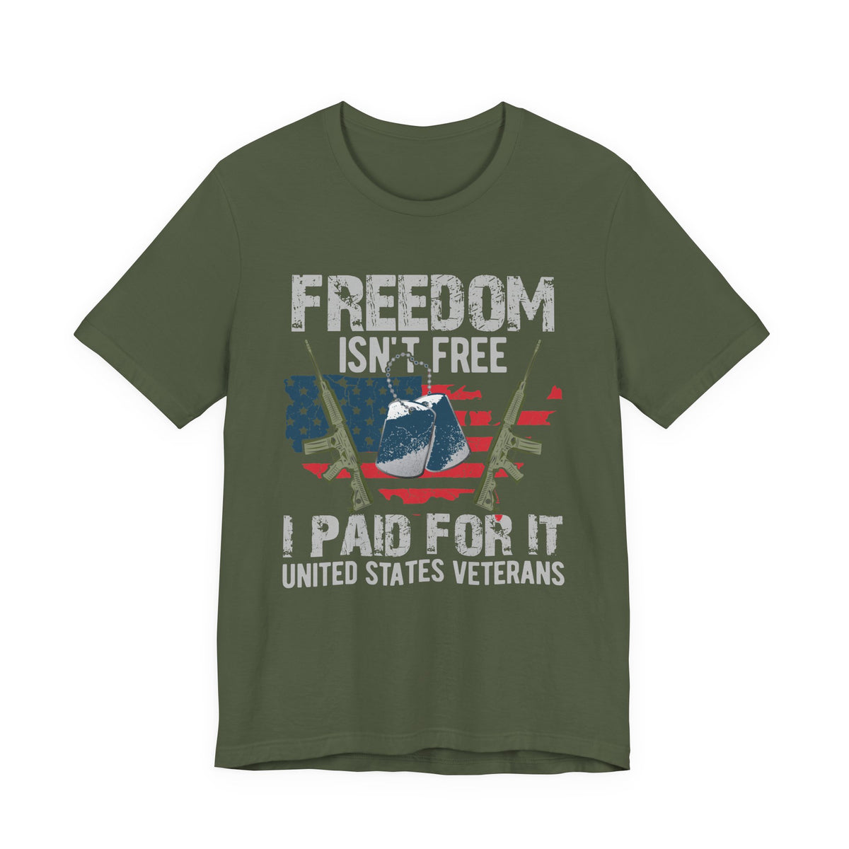 Freedom Isn't Free Paid For It Veterans T-Shirt American Flag Military Helmet Unisex Cotton v20