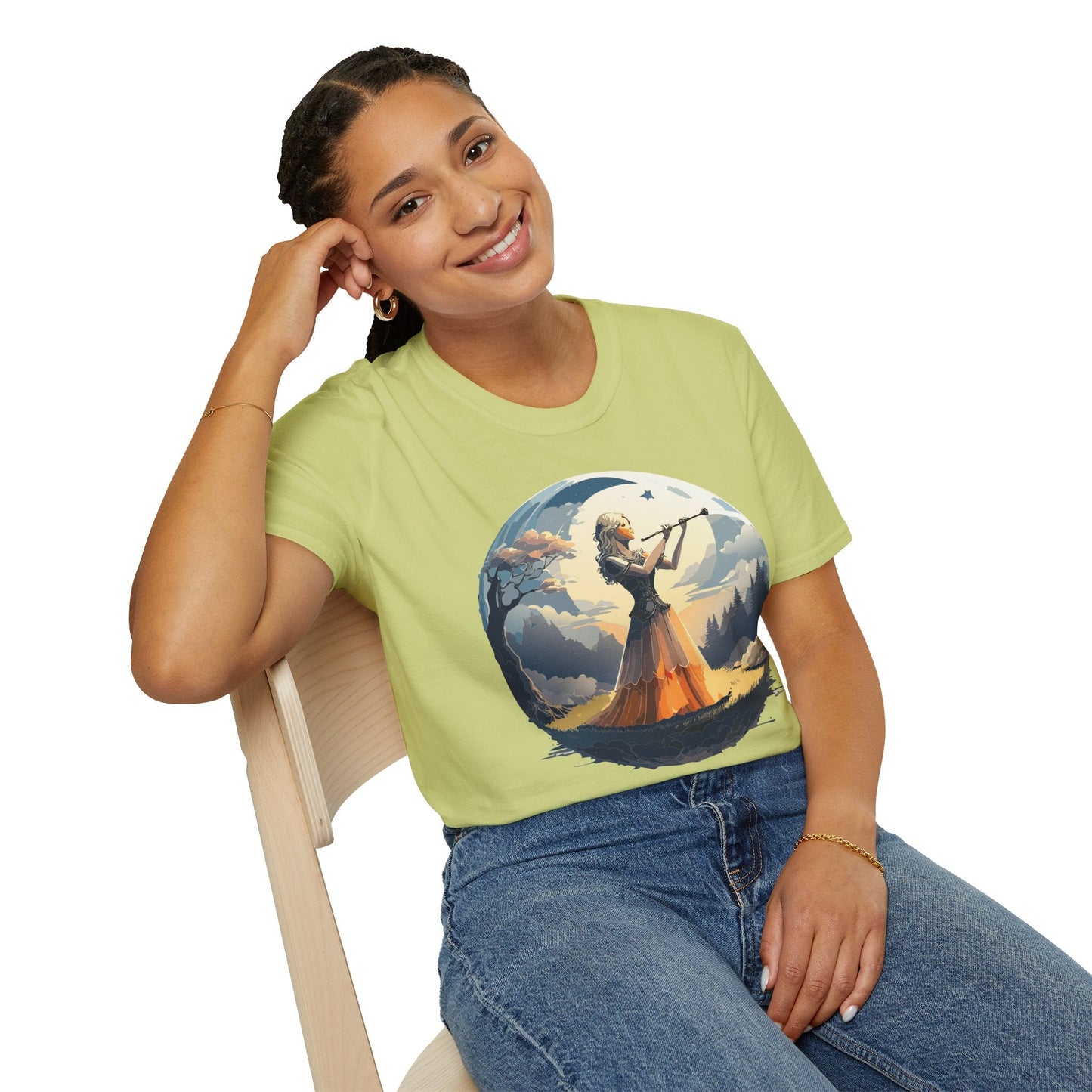 Unisex Softstyle Graphic T Shirt 100 Percent Ring Spun Cotton Art Design Tee For Women