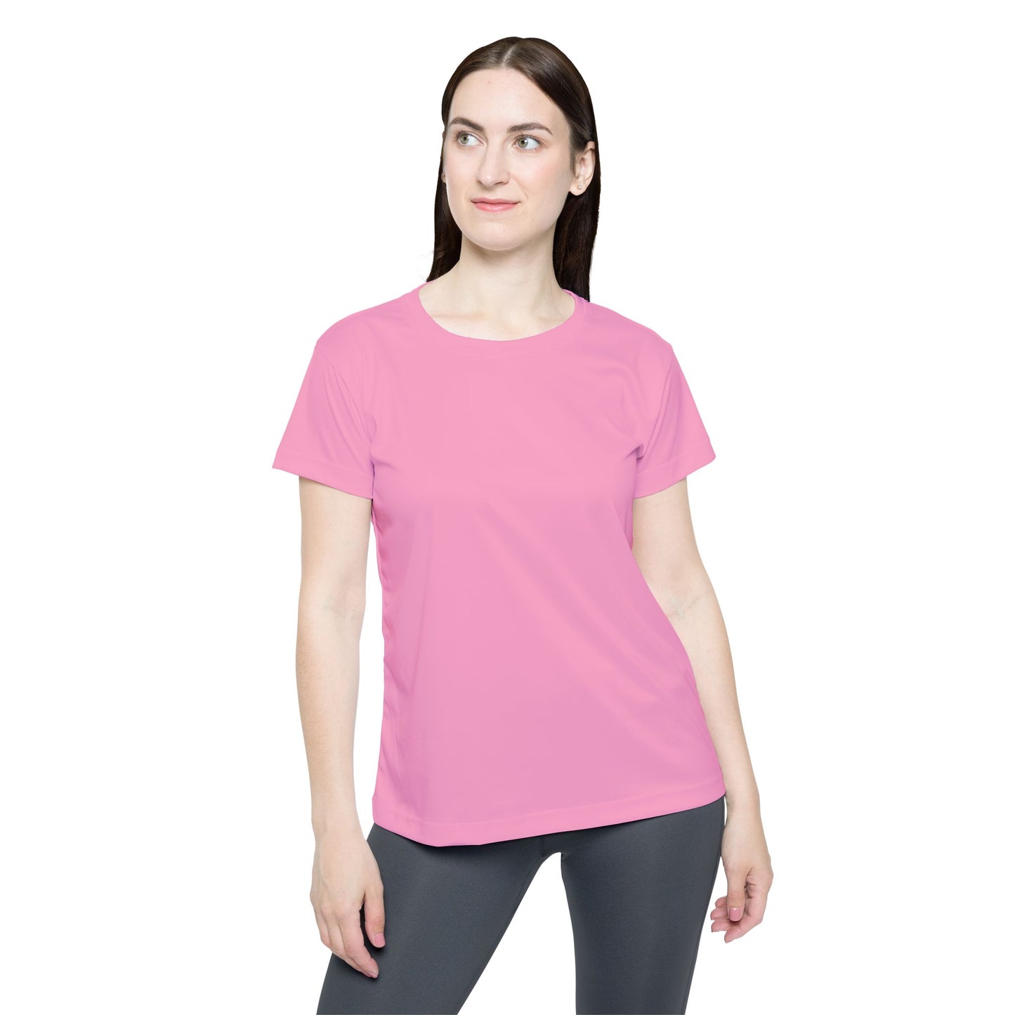 Doll Pink Women's Sports Jersey Short Sleeves 100% Poly Solid Pink Color Print Athletic Tee