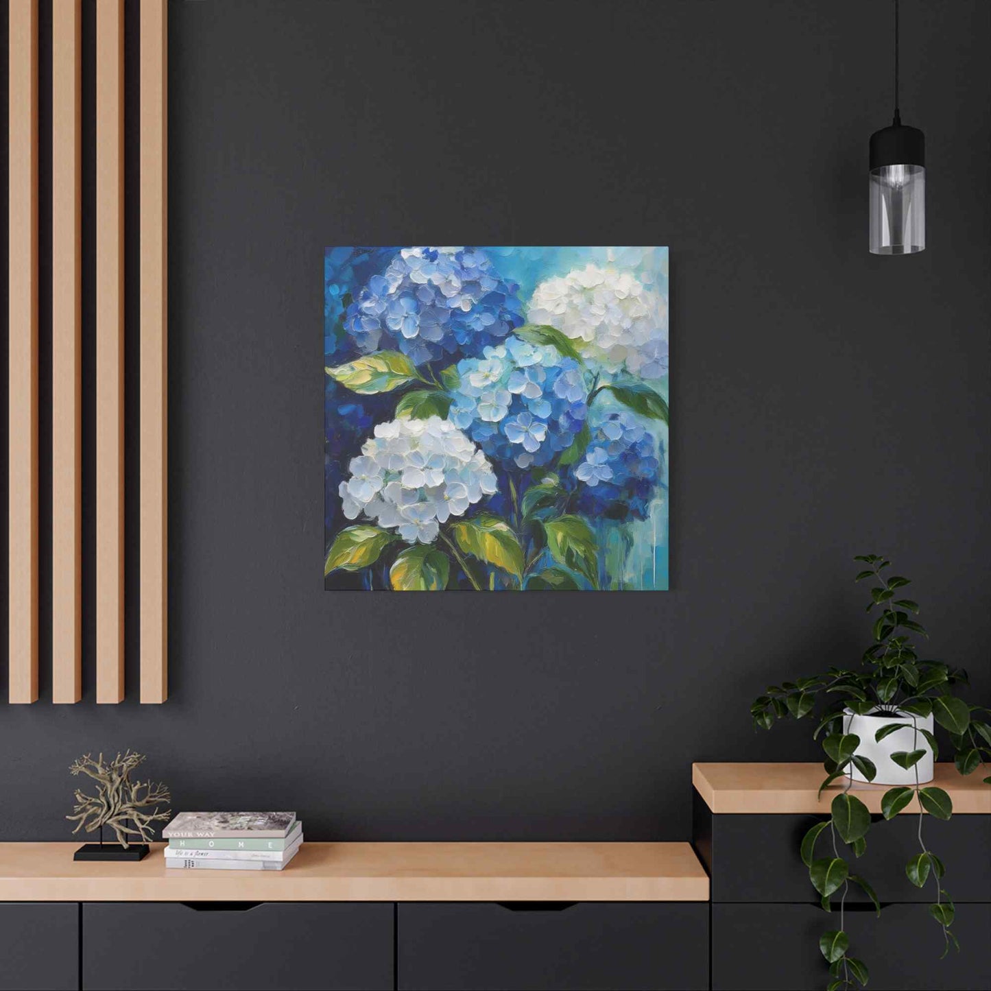 Hydrangeas Print Canvas, Flowers Oil Paint Print 20x20, 24x24, 30x30, 32x32, 36x36, Floral Art Design Print Non-Frame MC-32