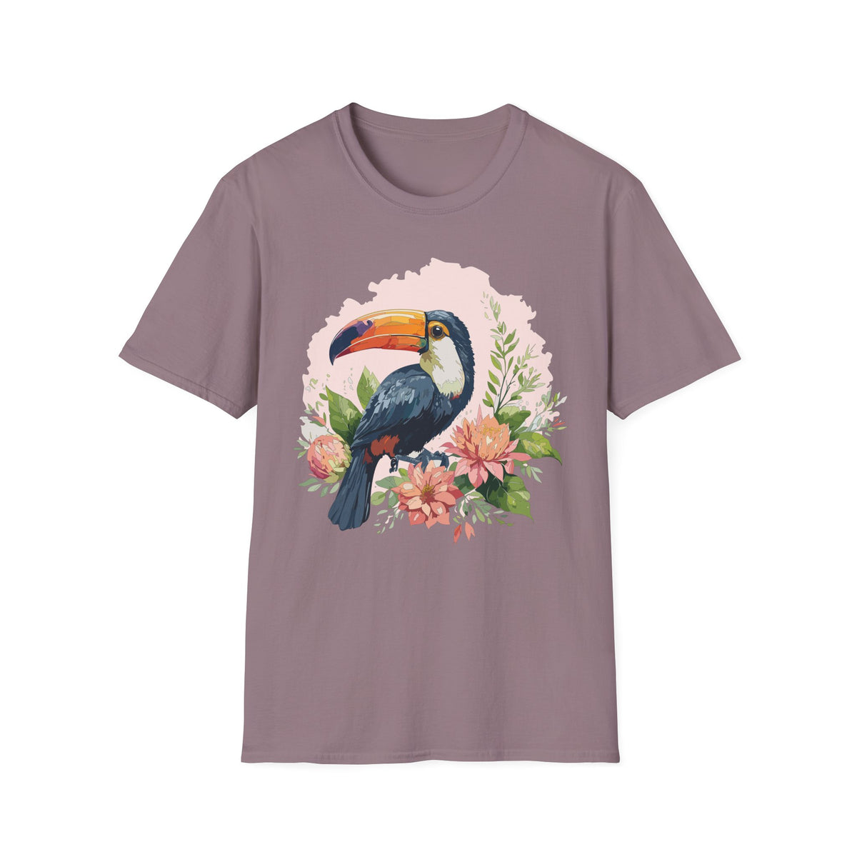 Tropical Toucan Illustration T-Shirt | Floral Bird Graphic