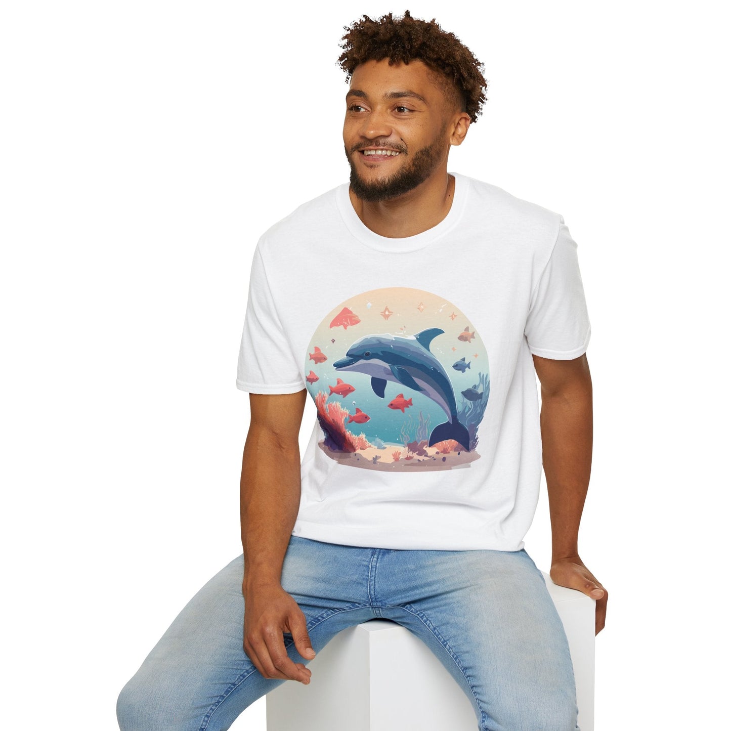 Dolphin Shirt Unisex Softstyle Tee 64000 Gildan 100 Percent Ring Spun Cotton For Everyday Comfort
