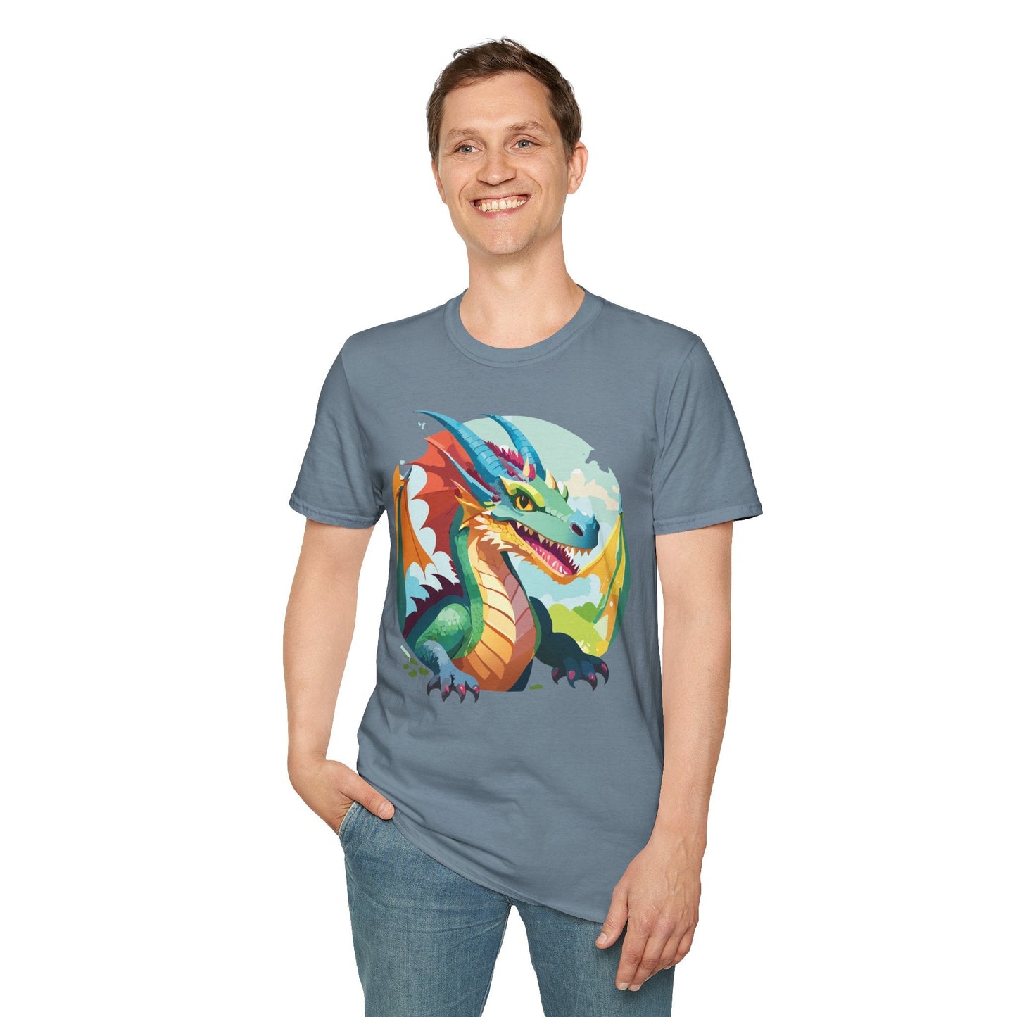 Unisex Dragon Graphic Tee By Gildan Softstyle 64000 Short Sleeve Cotton Tee Art Design