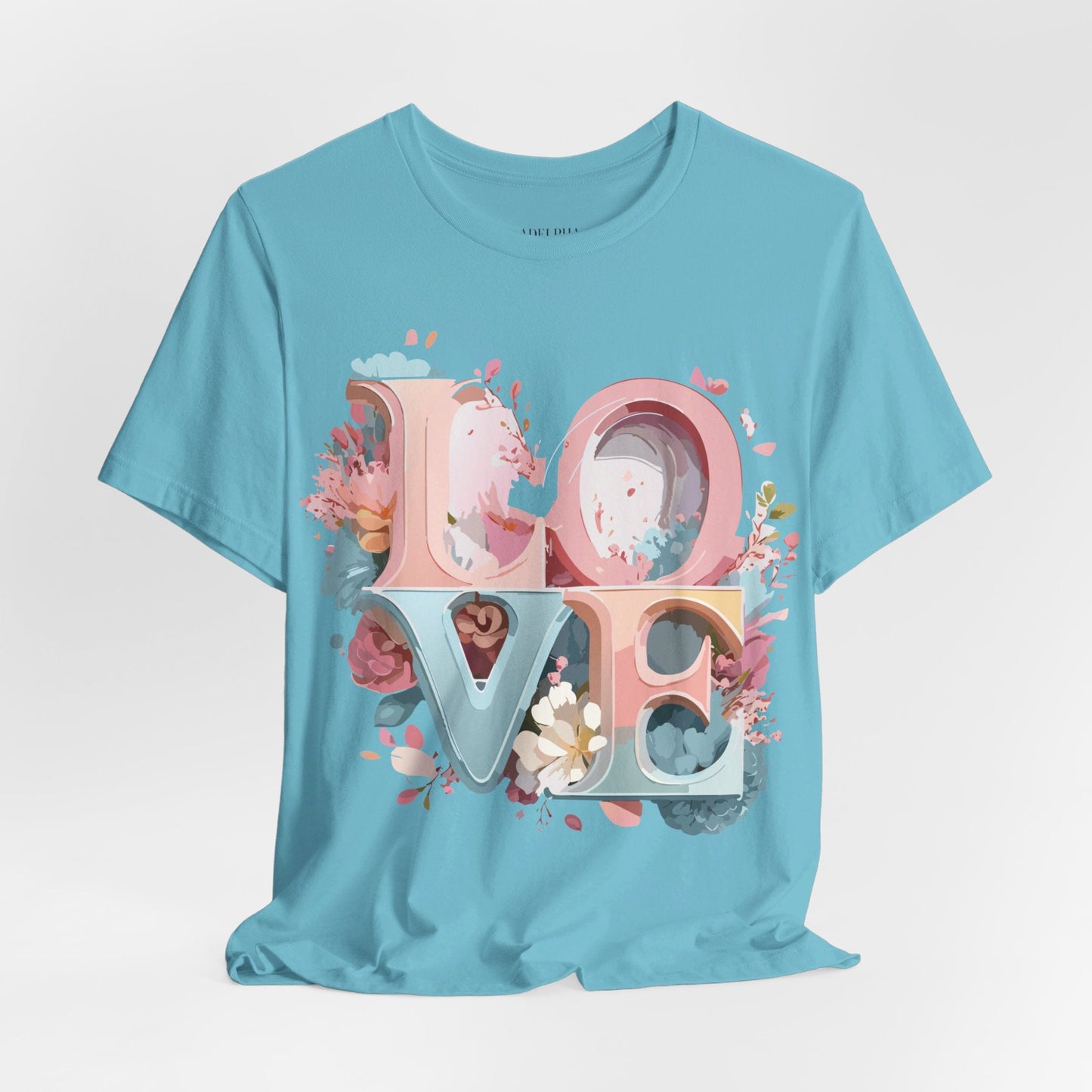 Valentine Day Graphic Unisex 100 Cotton Vintage Artwork with Love and Flower Design Tee 47