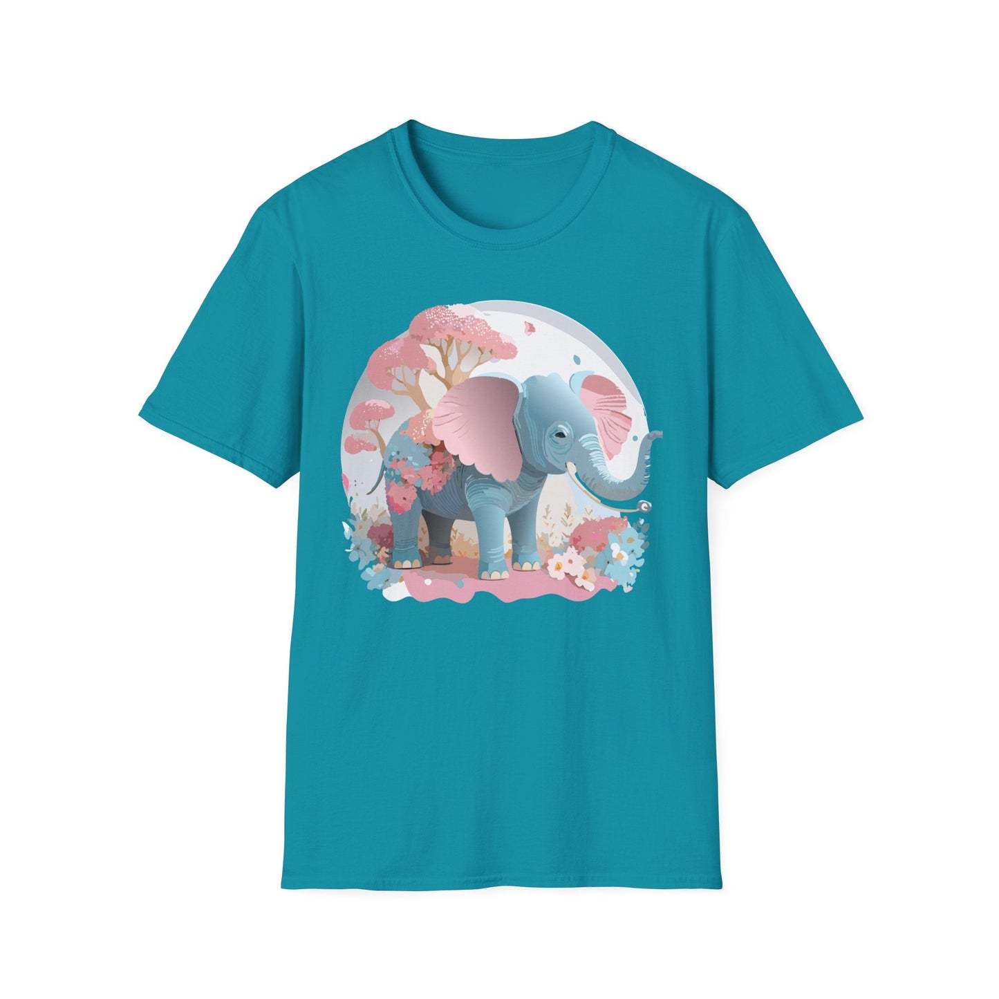 Unisex Elephant Graphic Tee Gildan Softstyle 64000 100 Percent Ring Spun Cotton Fabric