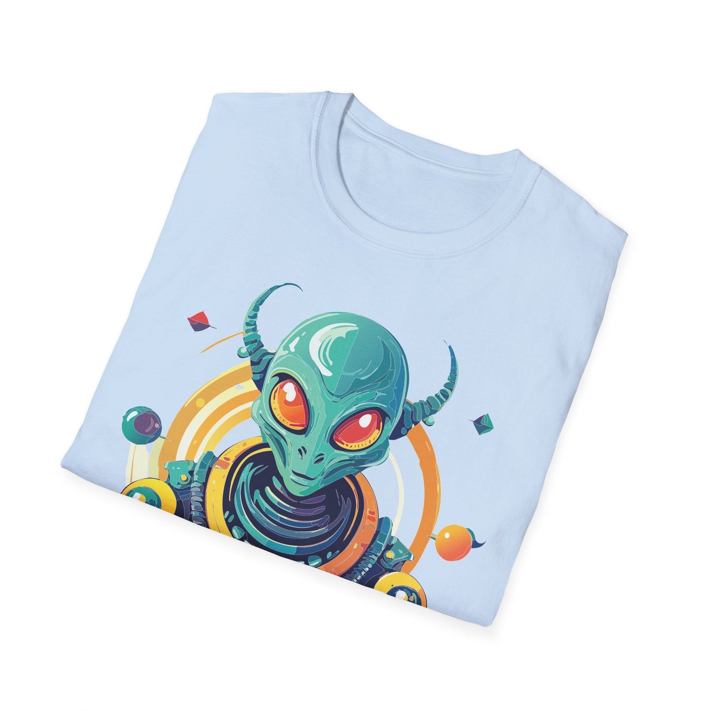 Alien Cosmos T Shirt Unisex Softstyle Cotton Tee With Alien Art Design Premium Comfort