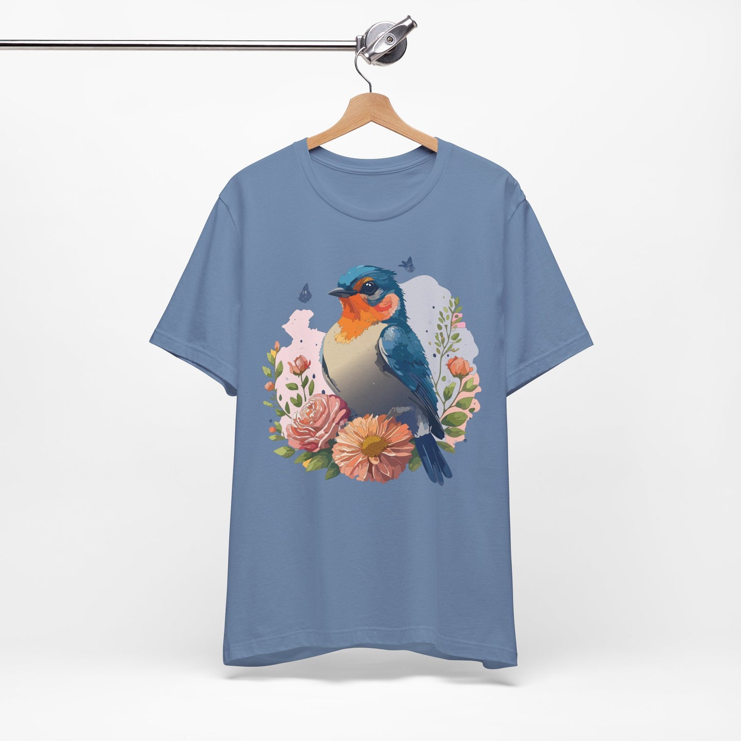 Floral Bird Tee, Animal Shirt, Bird Shirt, Floral Tee, Flower T-shirt, T-Shirt with Animal