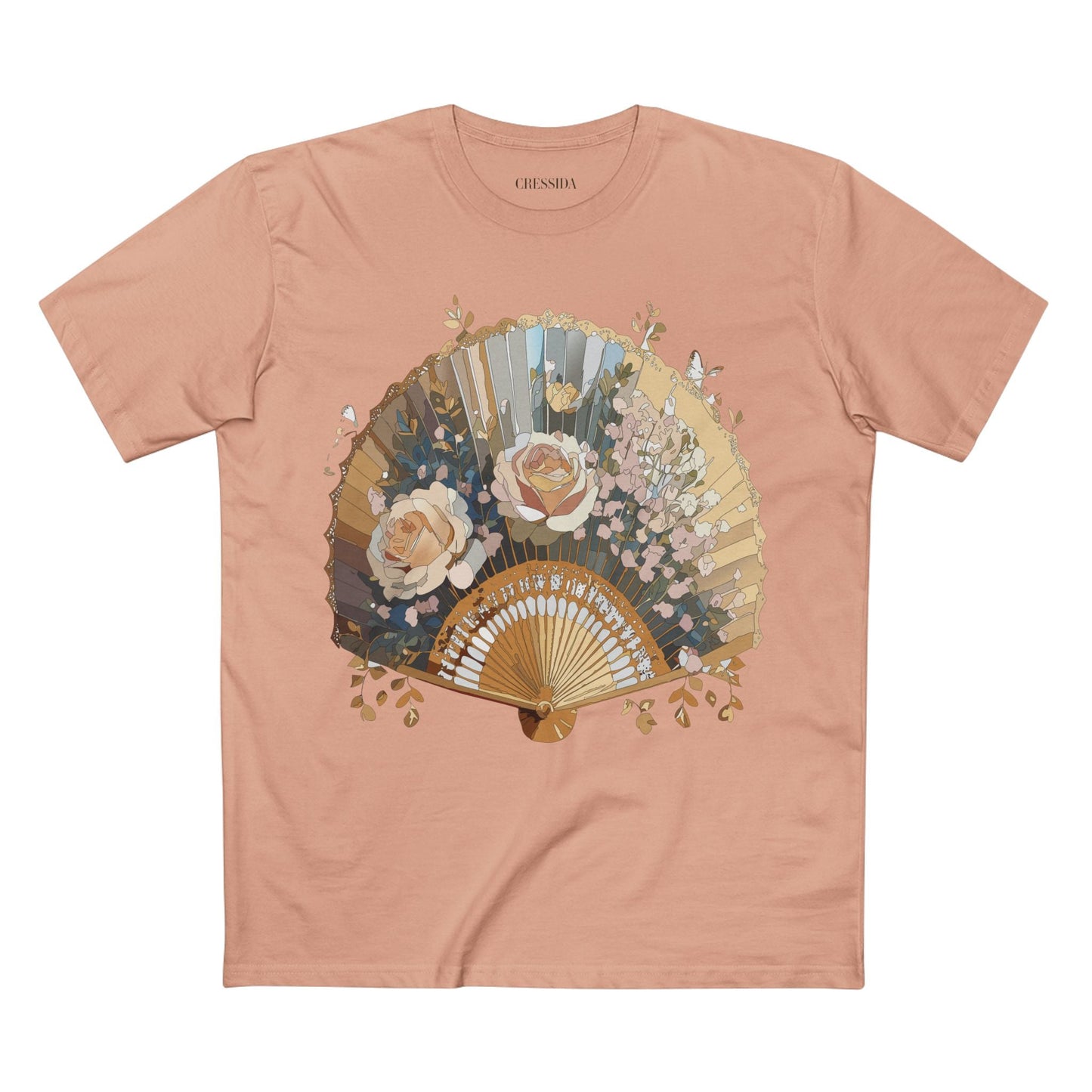 Antique Fan Graphic Design T-Shirt Unisex 100 Cotton Floral Carnival Artwork Tee 6