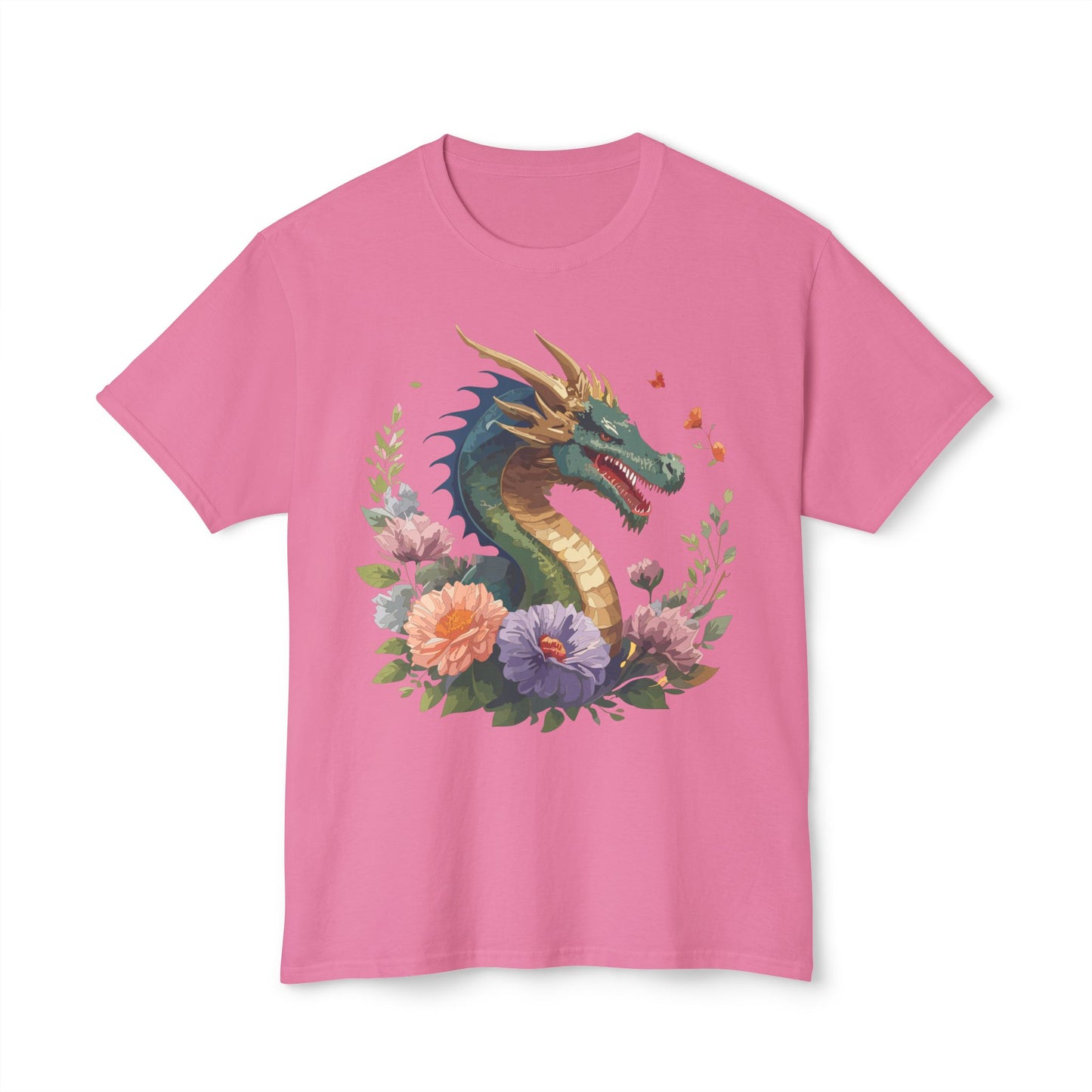 Dragon T-Shirt, Vintage Dragon Tee, Floral Tees, Dragon Art Design Shirt, Tee Shirt with Dragon 4