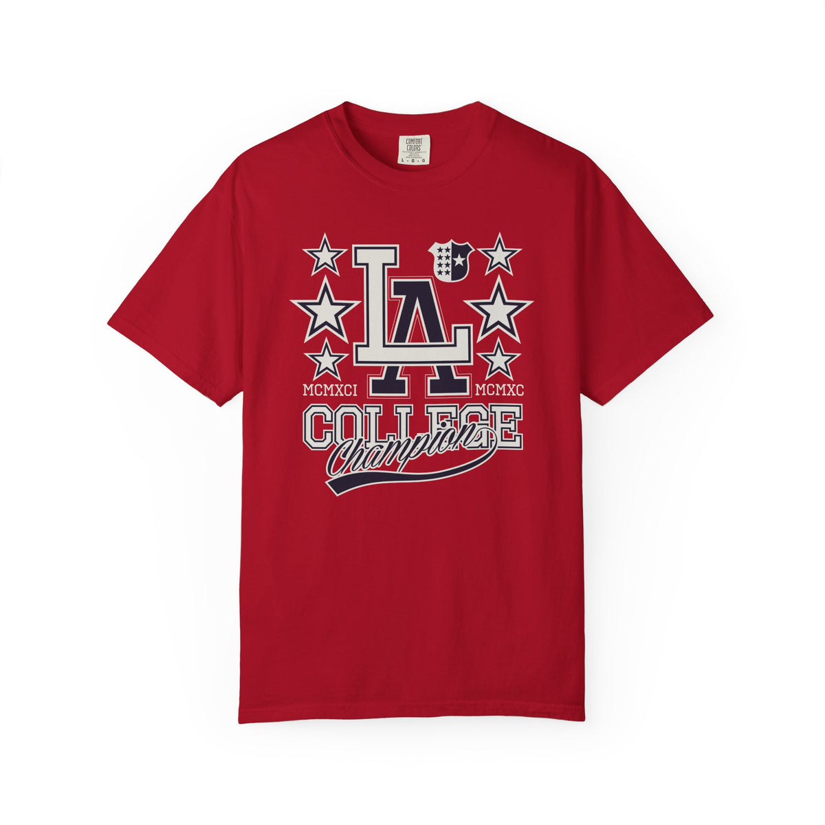 LA College Champions Logo Unisex Comfort Colors Garment-Dyed Heavyweight 100 Cotton Art Design T-Shirt w13