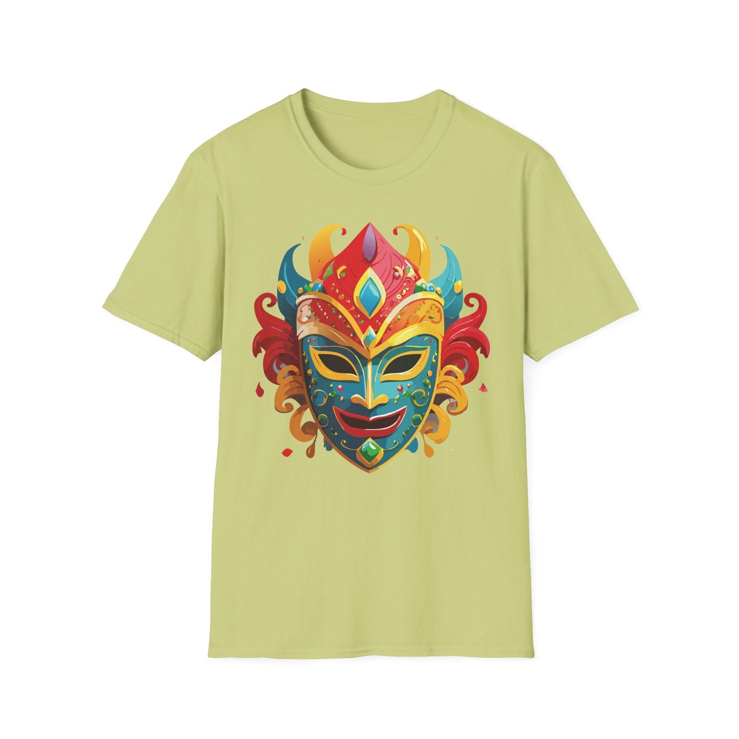 Unisex Mask Tee Shirt Gildan Softstyle 64000 Ring Spun Cotton Breathable Masquerade Design