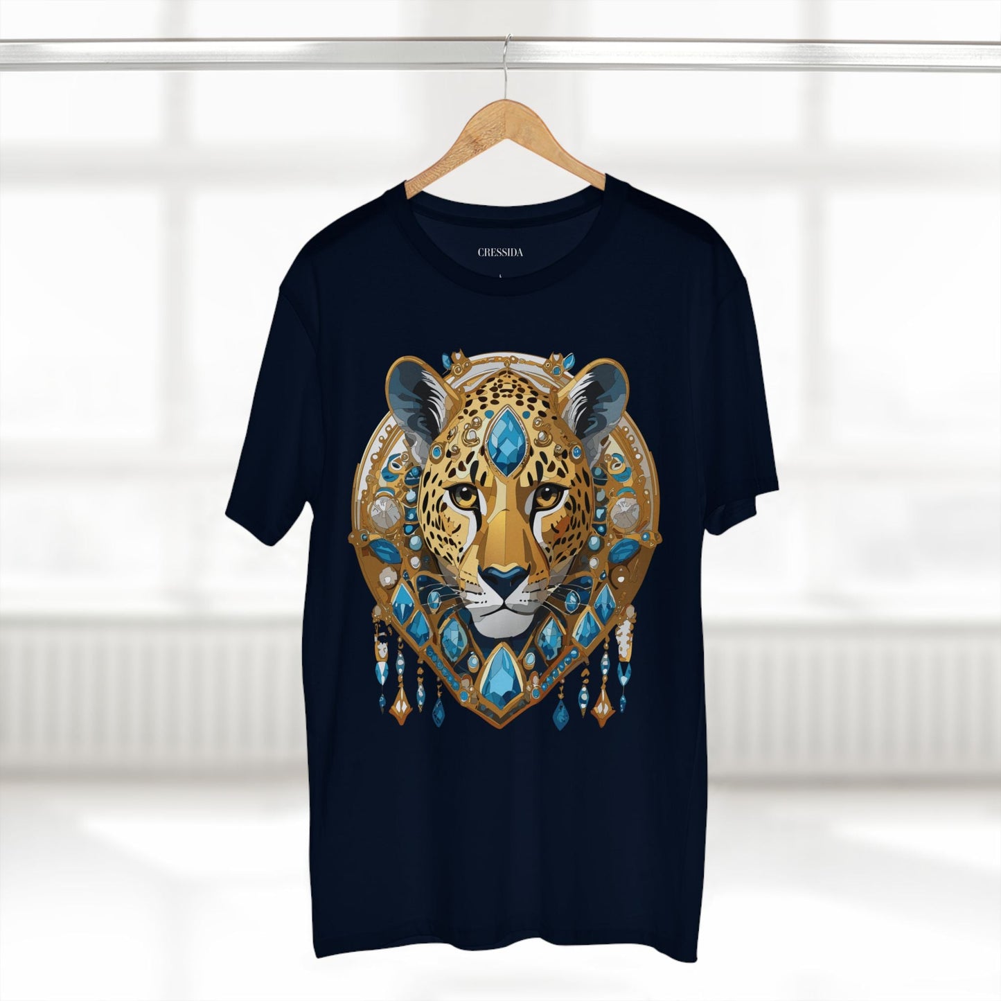 Cheetah Graphic Unisex 100 Cotton Tee With Unique Animal Golden Medallion Art Design 45