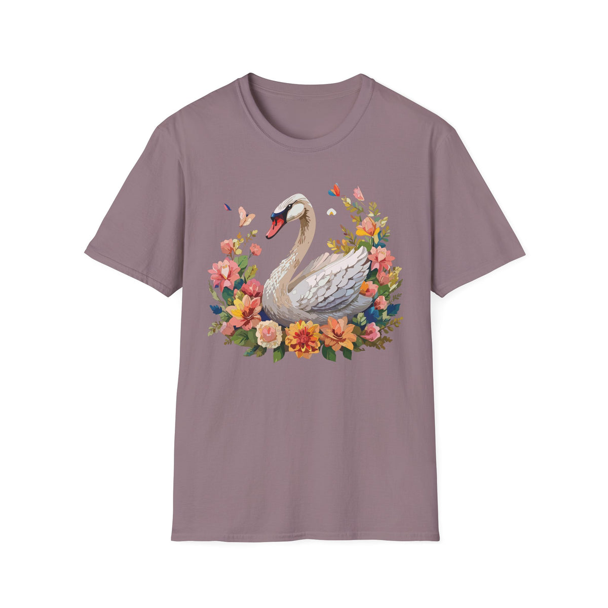 Floral Swan T-Shirt | Swan Illustration Tee, Floral Bird Shirt
