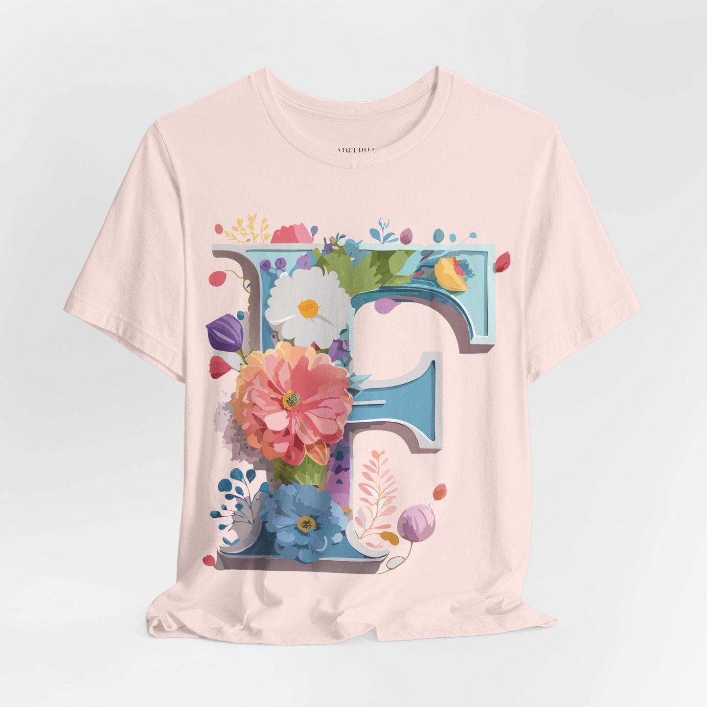 Letter F Shirt Unisex Graphic Tee Vintage Inspired Artwork By Adelpha Short Sleeve