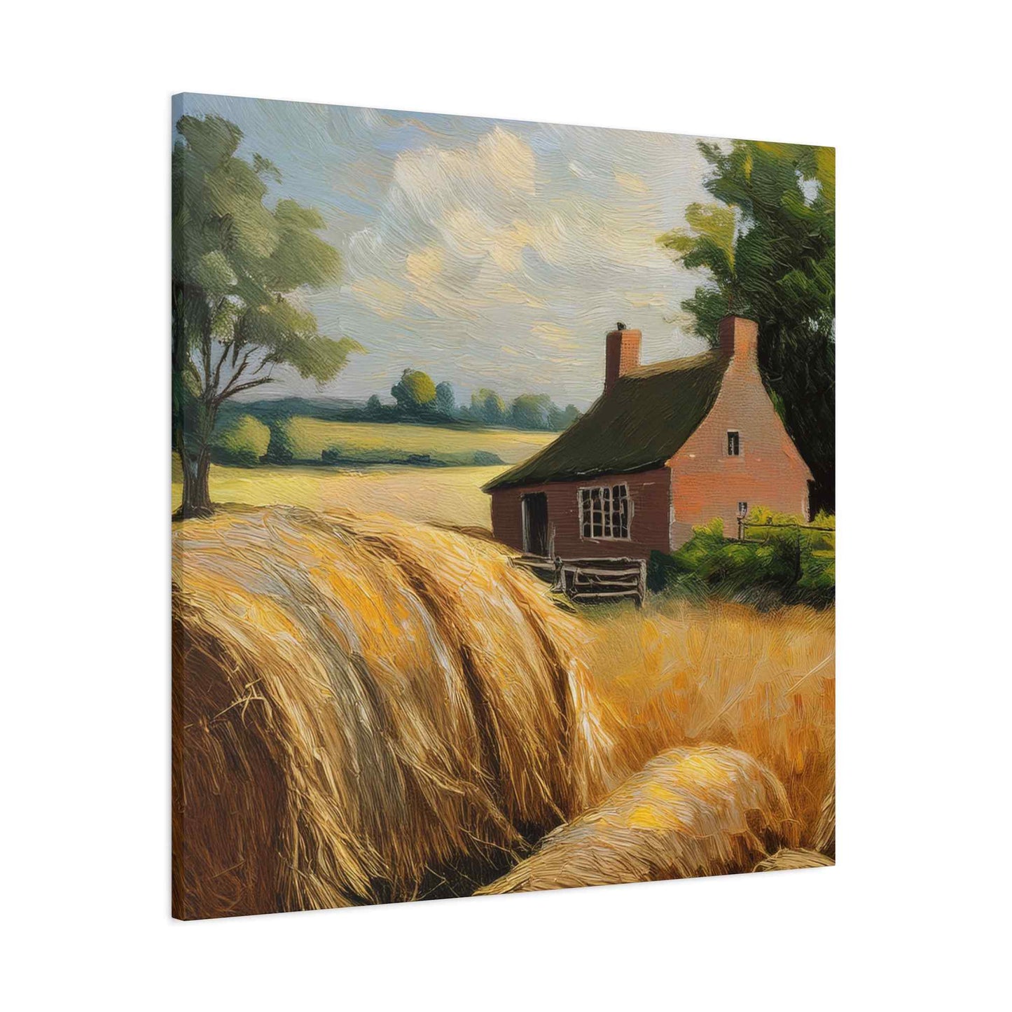 Countryside Print Canvas, Oil Paint Print 20x20, 24x24, 30x30, 32x32, 36x36 Art Design Print Pine-Wood Inner Frame MC- 47