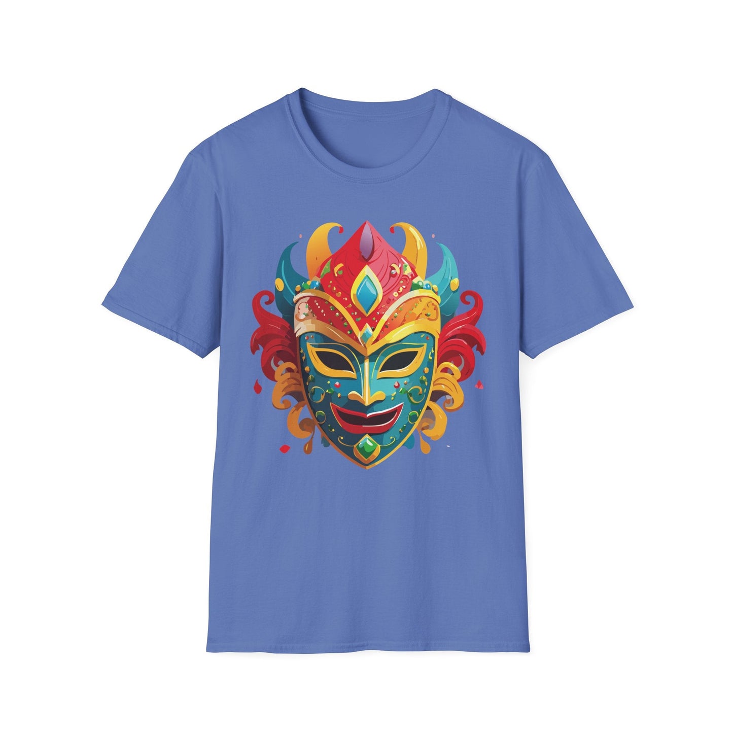 Unisex Mask Tee Shirt Gildan Softstyle 64000 Ring Spun Cotton Breathable Masquerade Design