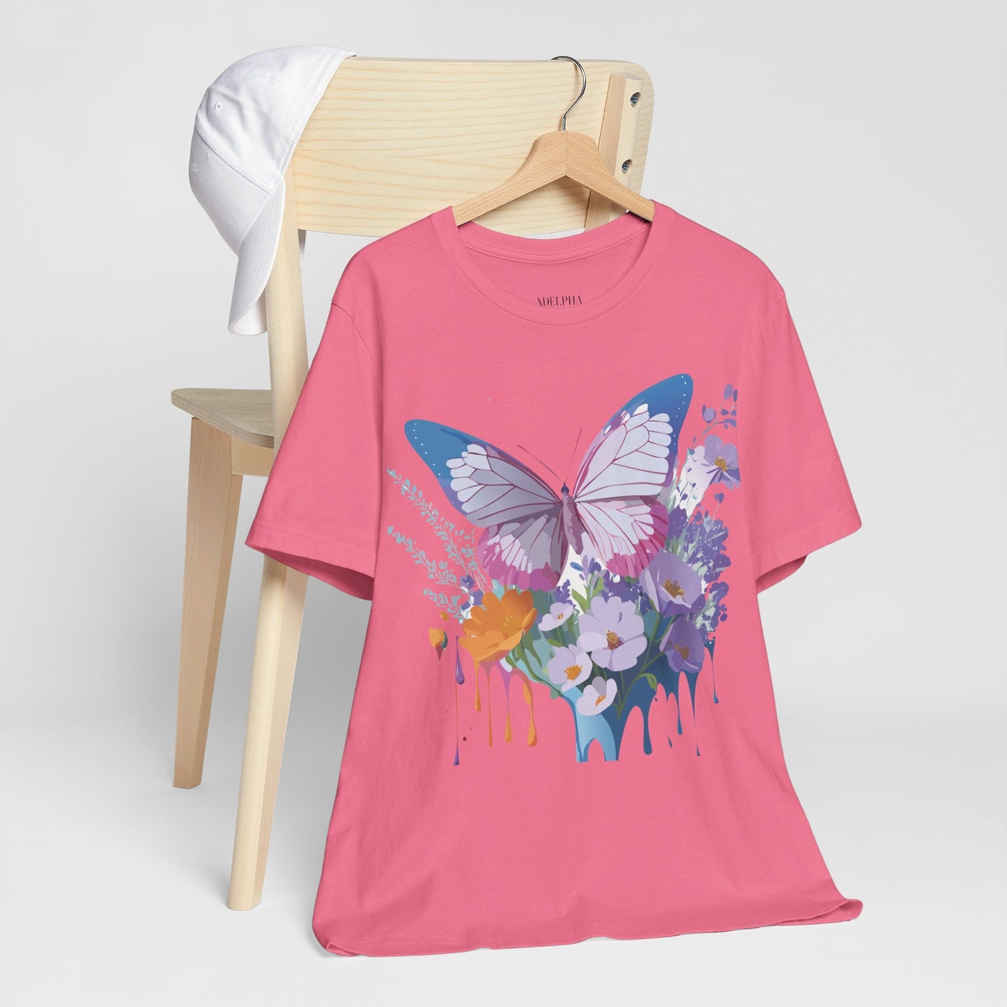 Butterfly Graphic Unisex 100 Cotton Lightweight Vintage Floral Design Jersey Tee 1