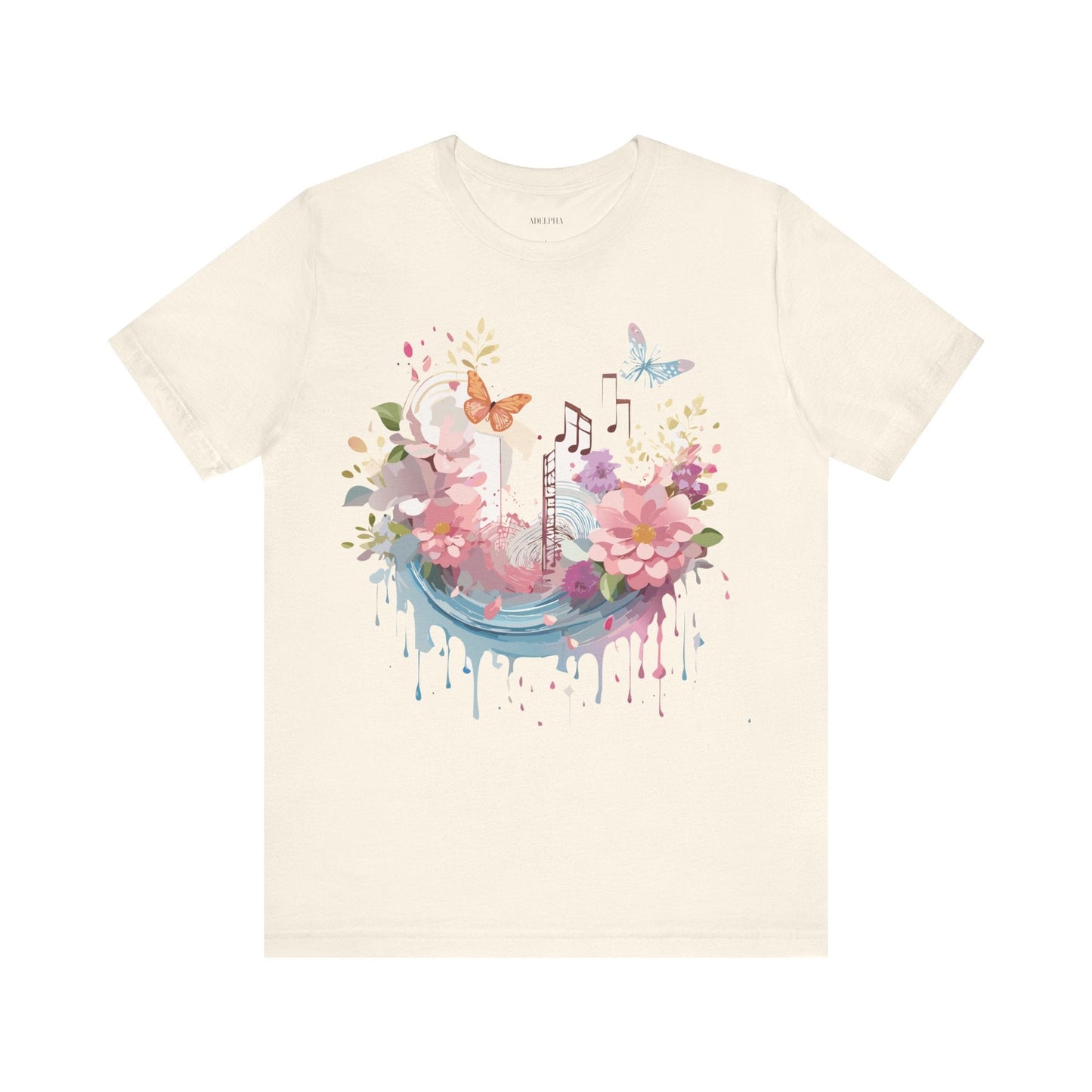 Music Graphic Unisex 100 Cotton Vintage Art with Musical Elements Tee 122
