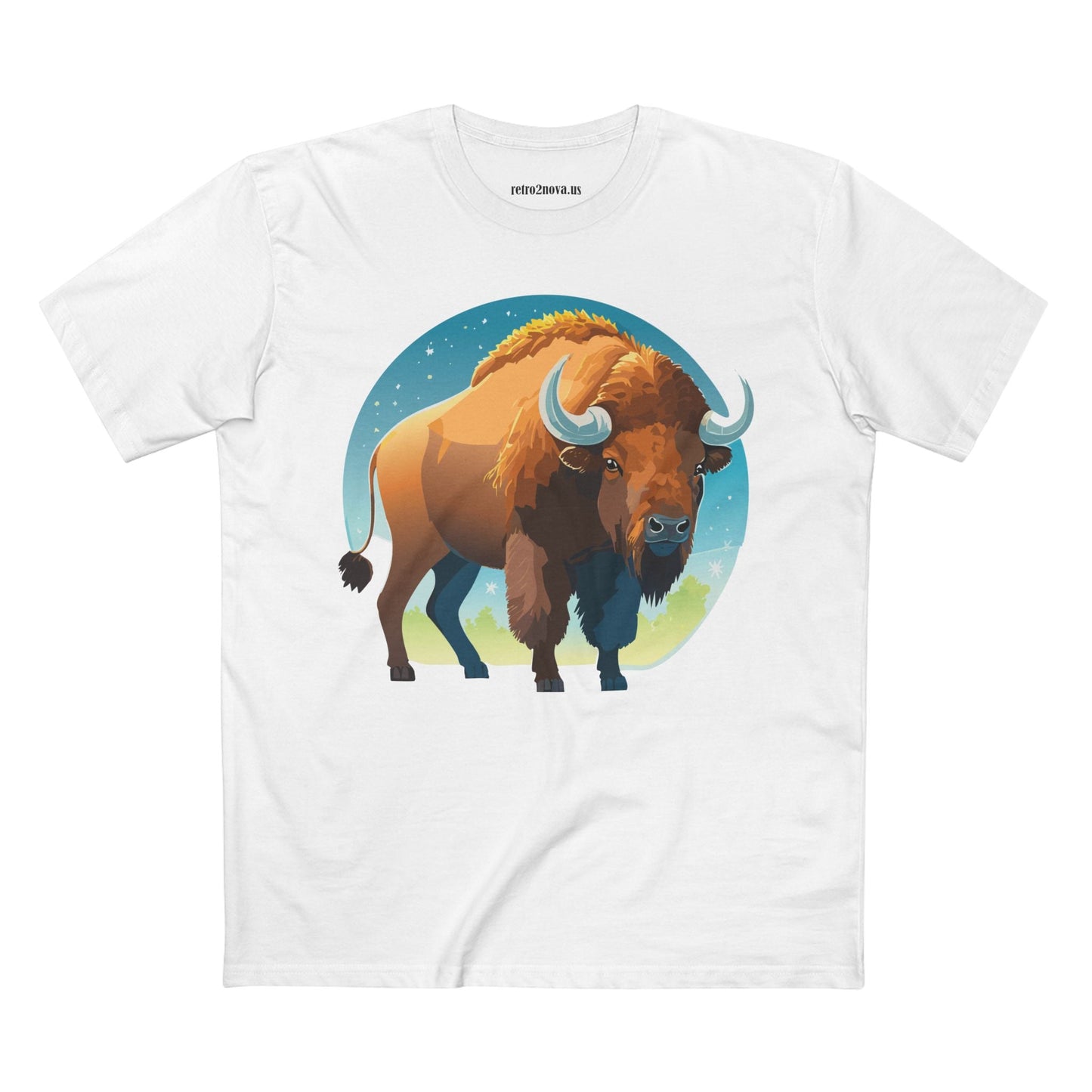 Unisex Premium Cotton Tee With Original Bison Art Design From Retro2Nova Art Collection Soft Breathable Everyday Comfort