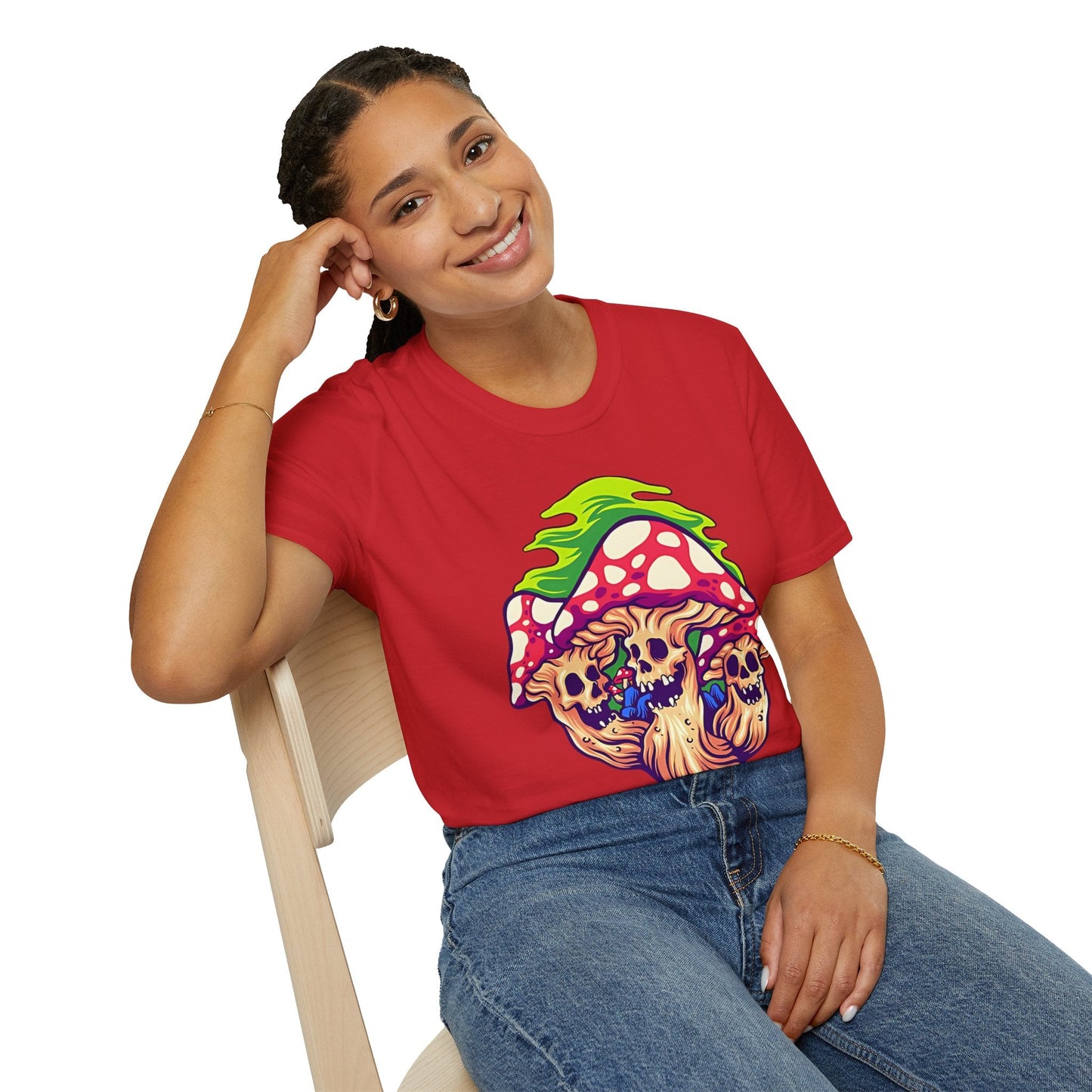 Funny Mashroom Graphic Unisex Softstyle Cotton With Cartoon Illustration Design 29