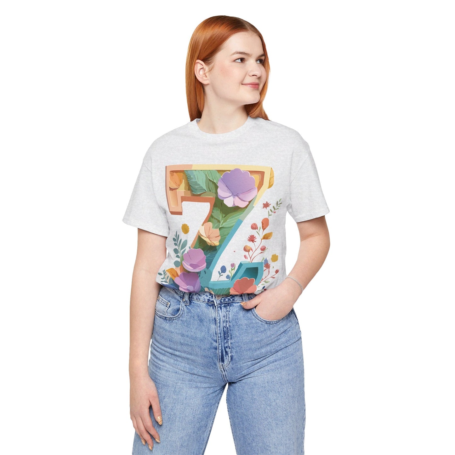 Unisex Letter Z Graphic Tee  Vintage Inspired Art Short Sleeve