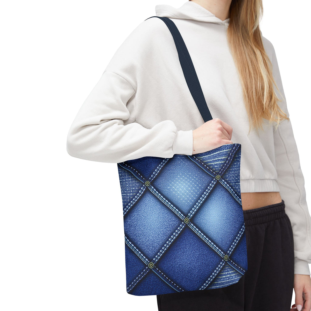Denim Fabric Imitation Print Unisex Canvas Bag Poly Spun 3 Sizes Tote Bag 115