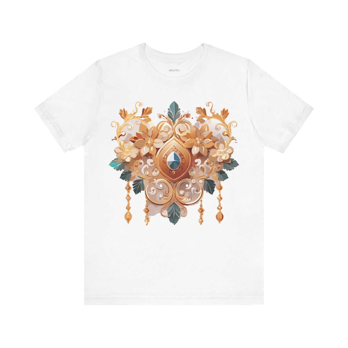 Jewelry Graphic Unisex Cotton Bella+Canvas Tee with Gemstones Art Design m30