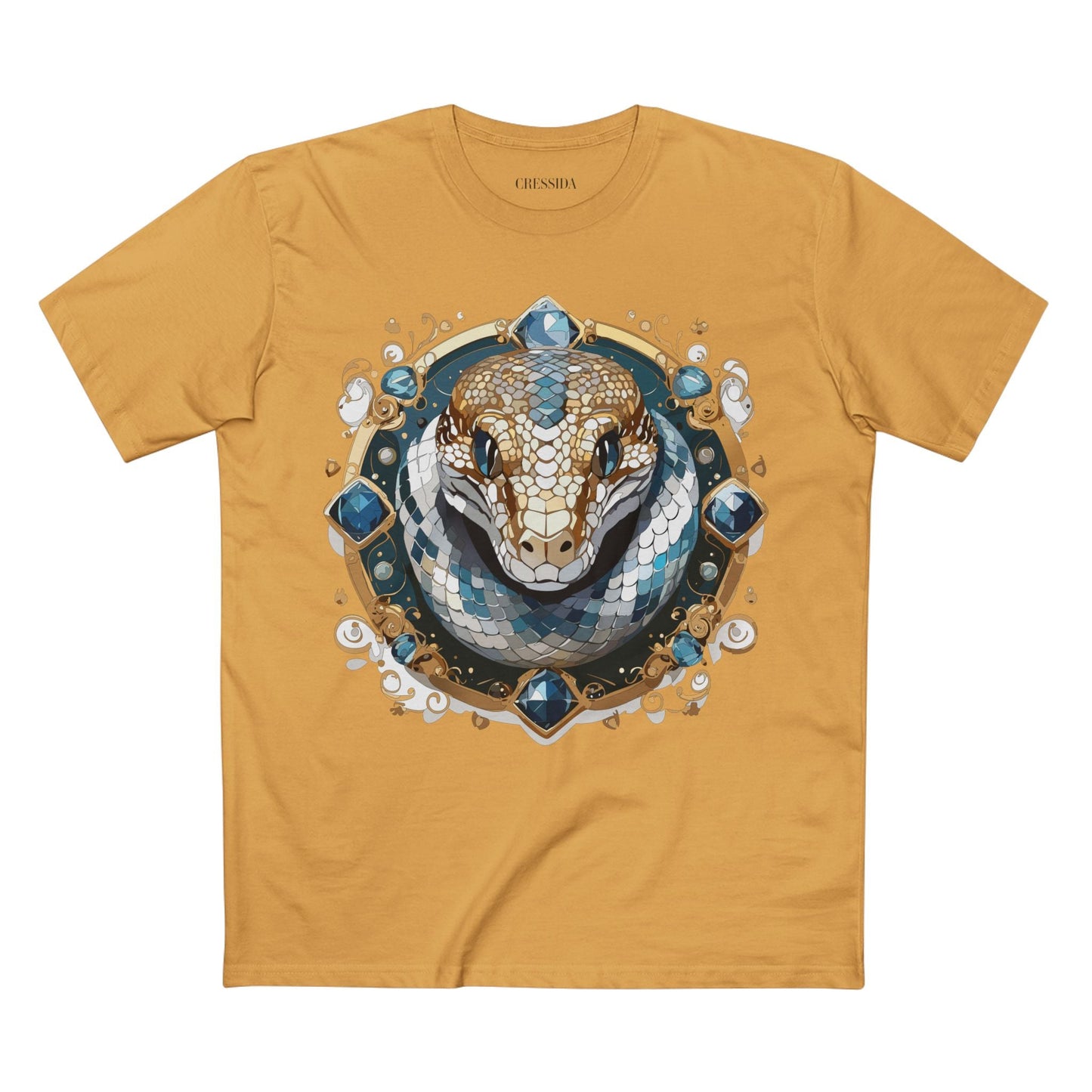 Snake Graphic Unisex 100 Cotton Tee With Unique Animal Golden Medallion Art Design 42