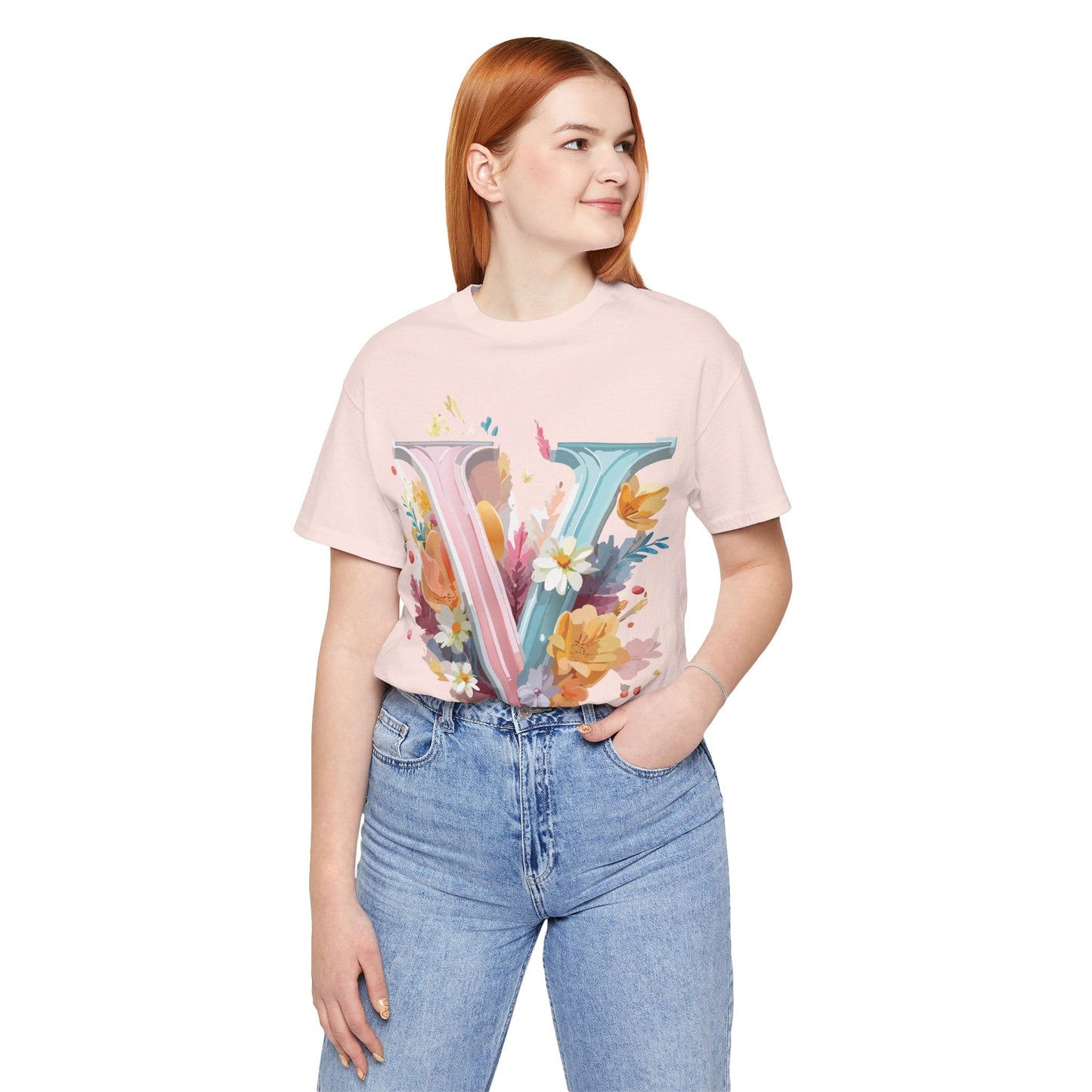 Letter V Graphic Tee Unisex Jersey Short Sleeve Art Design  Vintage Inspired