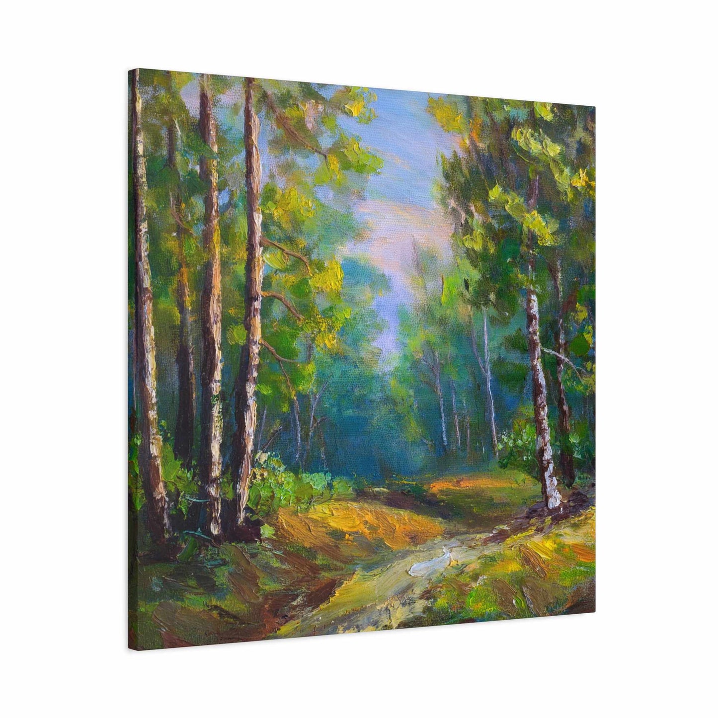 Summer Forest Print Canvas, Oil Paint Print 20x20, 24x24, 30x30, 32x32, 36x36 Art Design Print Pine-Wood Inner Frame MC-86