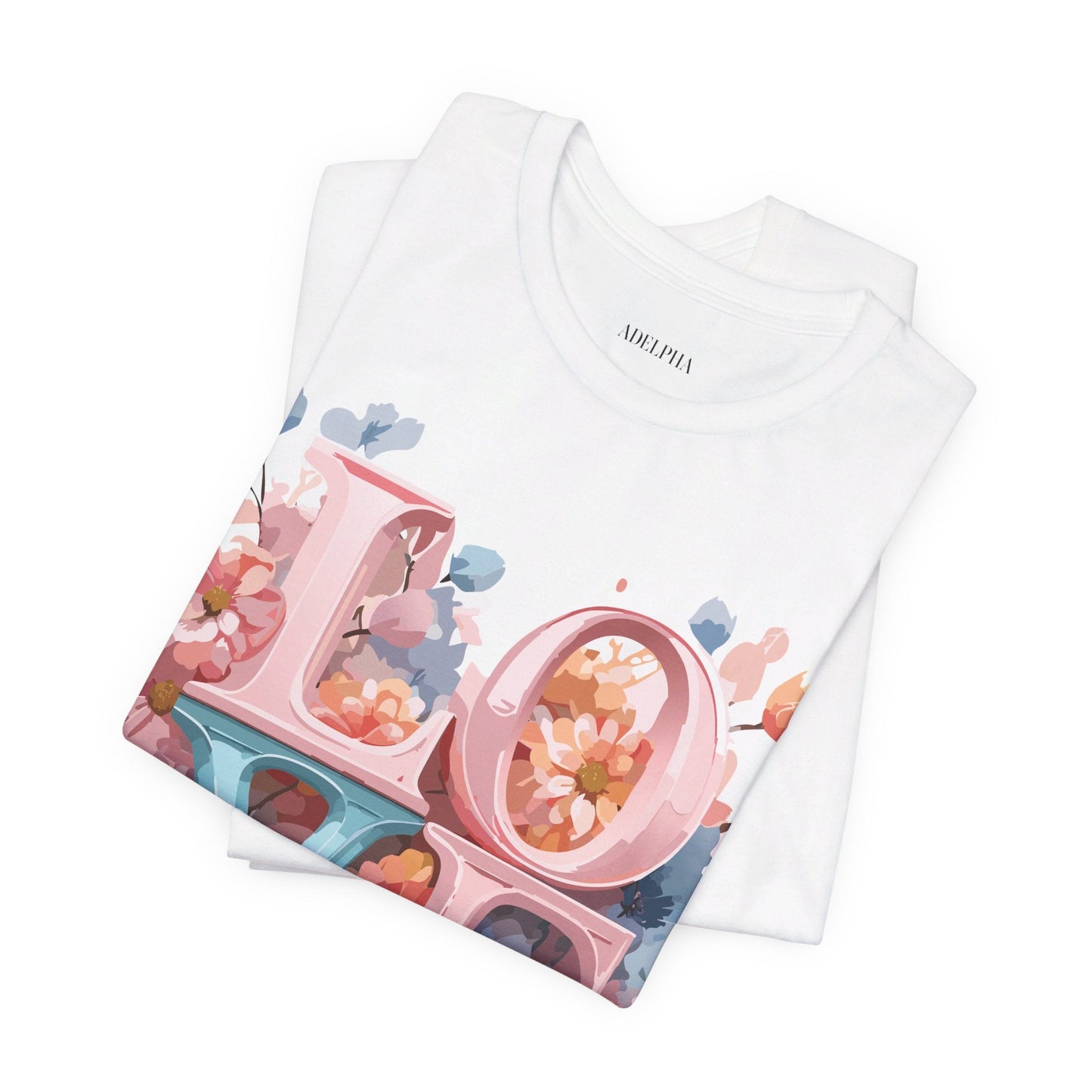 Valentine Day Graphic Unisex 100 Cotton Vintage Artwork with Love and Flower Design Tee 57