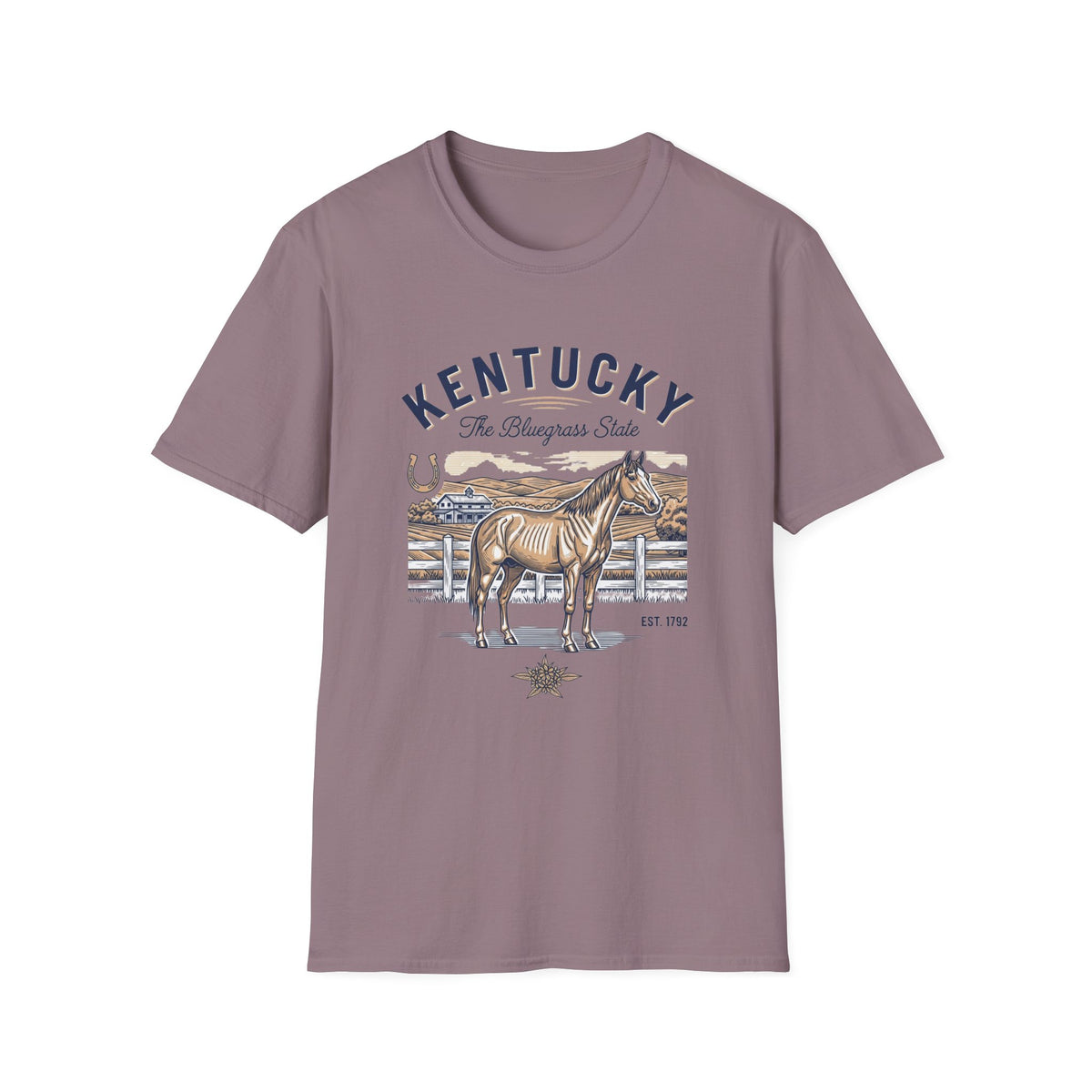 Kentucky Horse Ranch T‑Shirt — The Bluegrass State Travel Tourist Graphic Design Unisex 100 Cotton Gildan T-Shirt