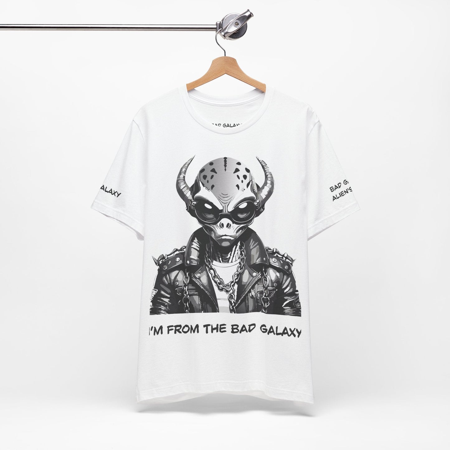 Alien Graphic Tee Shirt From Bad Galaxy Made To Order In USA 100 Percent Cotton Eco Friendly Inks